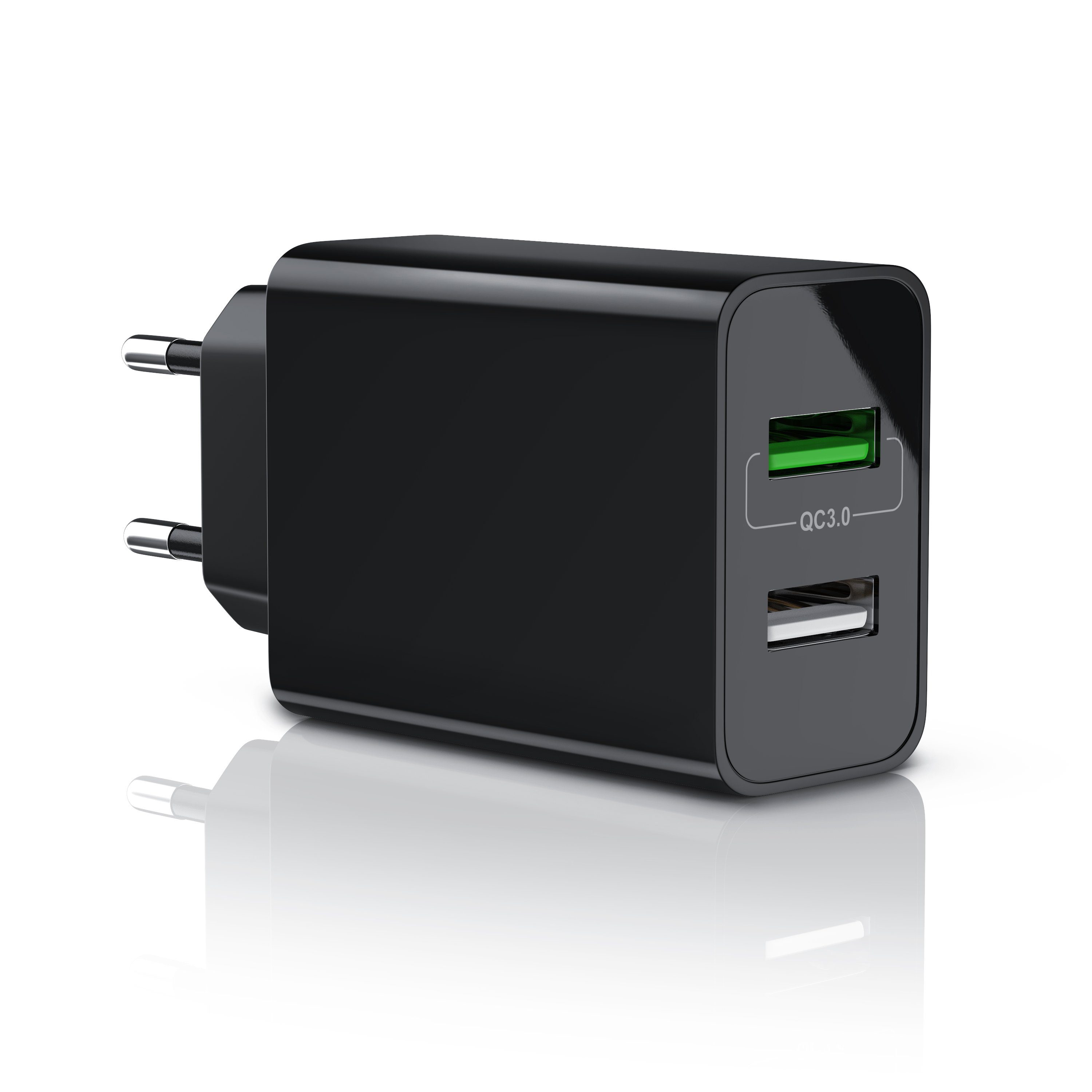 Aplic 2-Port, 30W, Quick Charge 3.0 (QC 3.0) Schnelladefunktion USB-Ladegerät (3000 mA, 1-tlg., lädt 2 Geräte gleichzeitig, bis zu 4x schneller, für iPhone & Android)