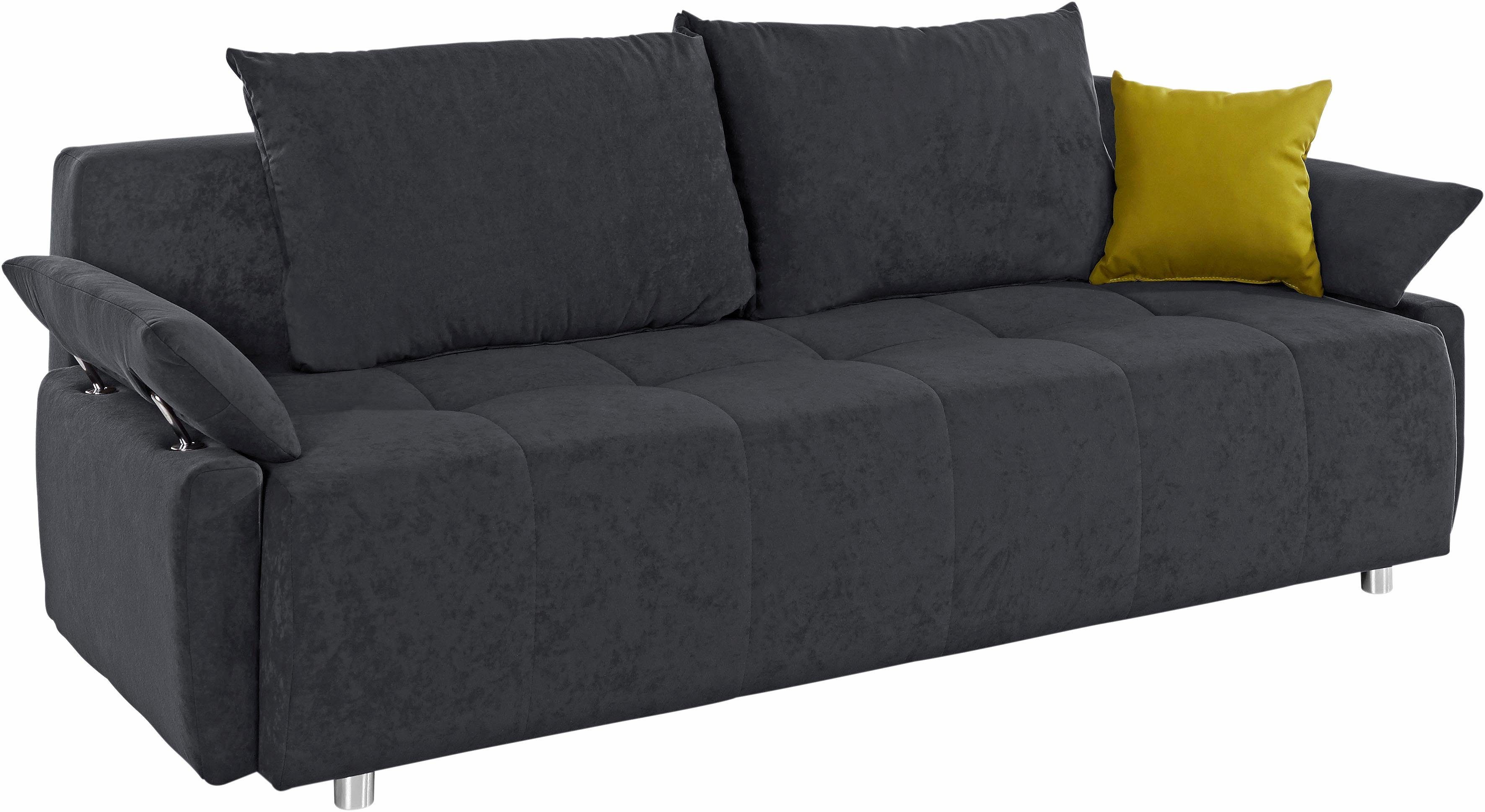 COLLECTION AB Schlafsofa Funtastic, B: 212 cm, Liegel. 145x187 cm, Bettfunktion, Bettkasten, Armteilverstellung & 1 Zierkissen, Federkern