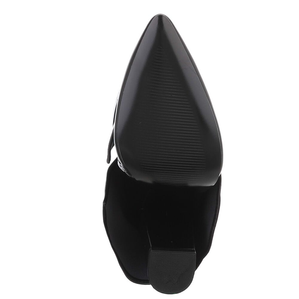 Ital-Design Elegante Stiefeletten mit umgeschlagenem Schaft für Damen High-Heel-Stiefel (90169668) Blockabsatz Stiefel in Schwarz