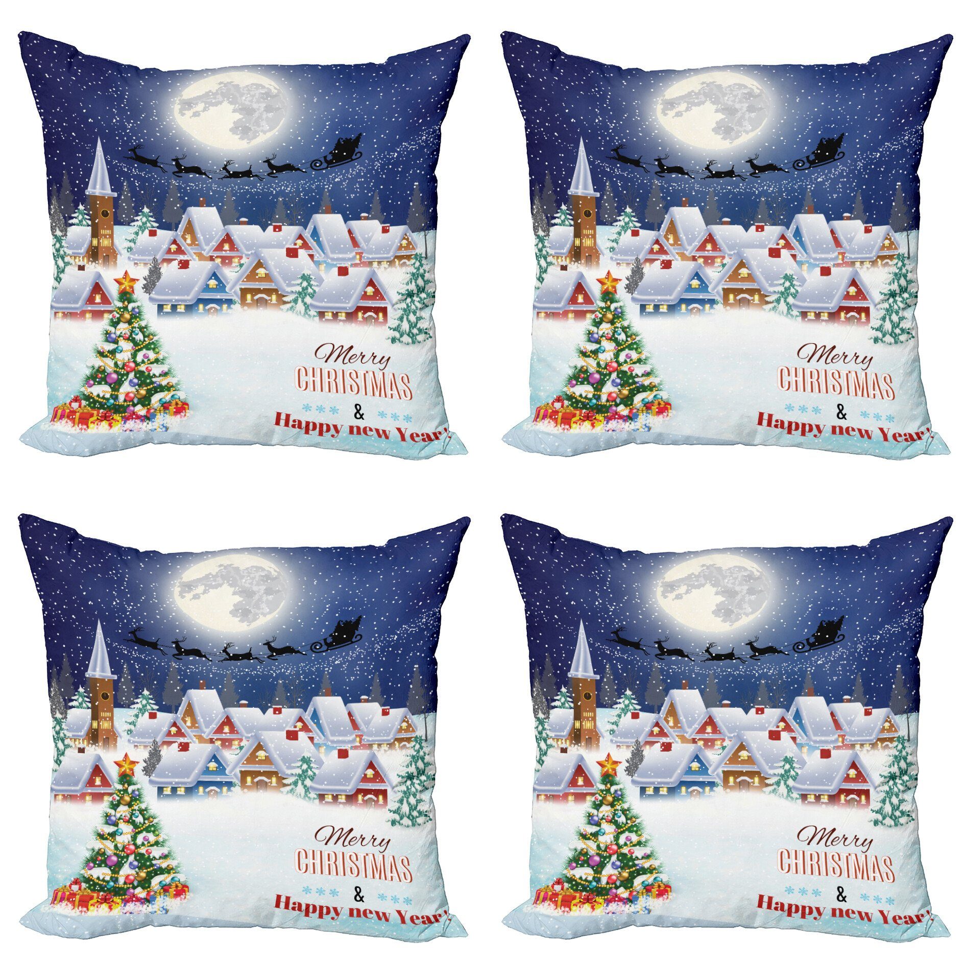 Doppelseitiger Winter-Himmel-Mond-Stern Stück), Accent Digitaldruck, Kissenbezüge Abakuhaus (4 Modern Weihnachten