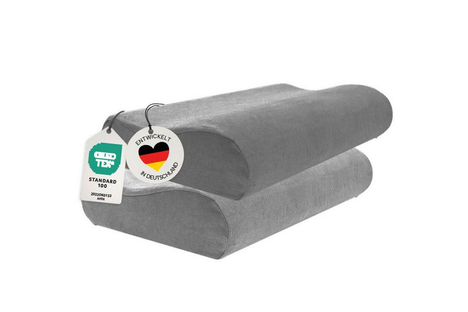 casimum Kissenbezug Schonbezüge für Orthopädisches Nackenkissen GRAU, (2 Stück), passend für ergonomisches Nackenstützkissen 60x30cm, Doppelpack (2Stk), Kissenhülle