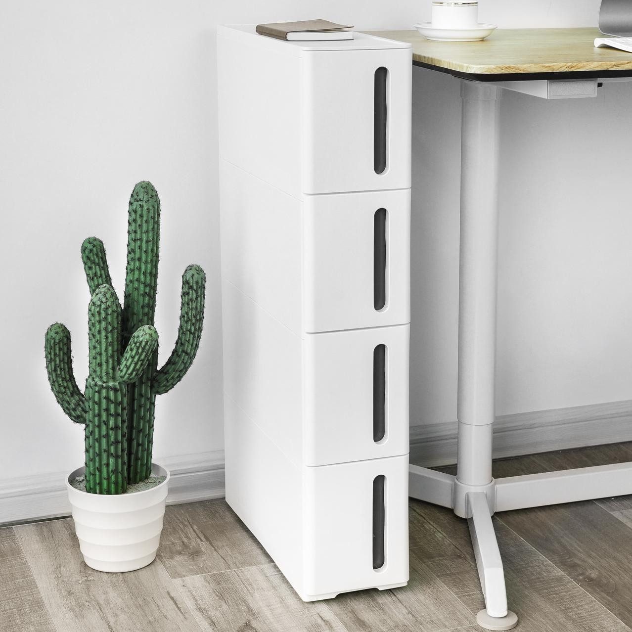 SONGMICS Beistellwagen Nischenregal mit Rollen, Rollwagen, 4 tiefe Schublad günstig online kaufen