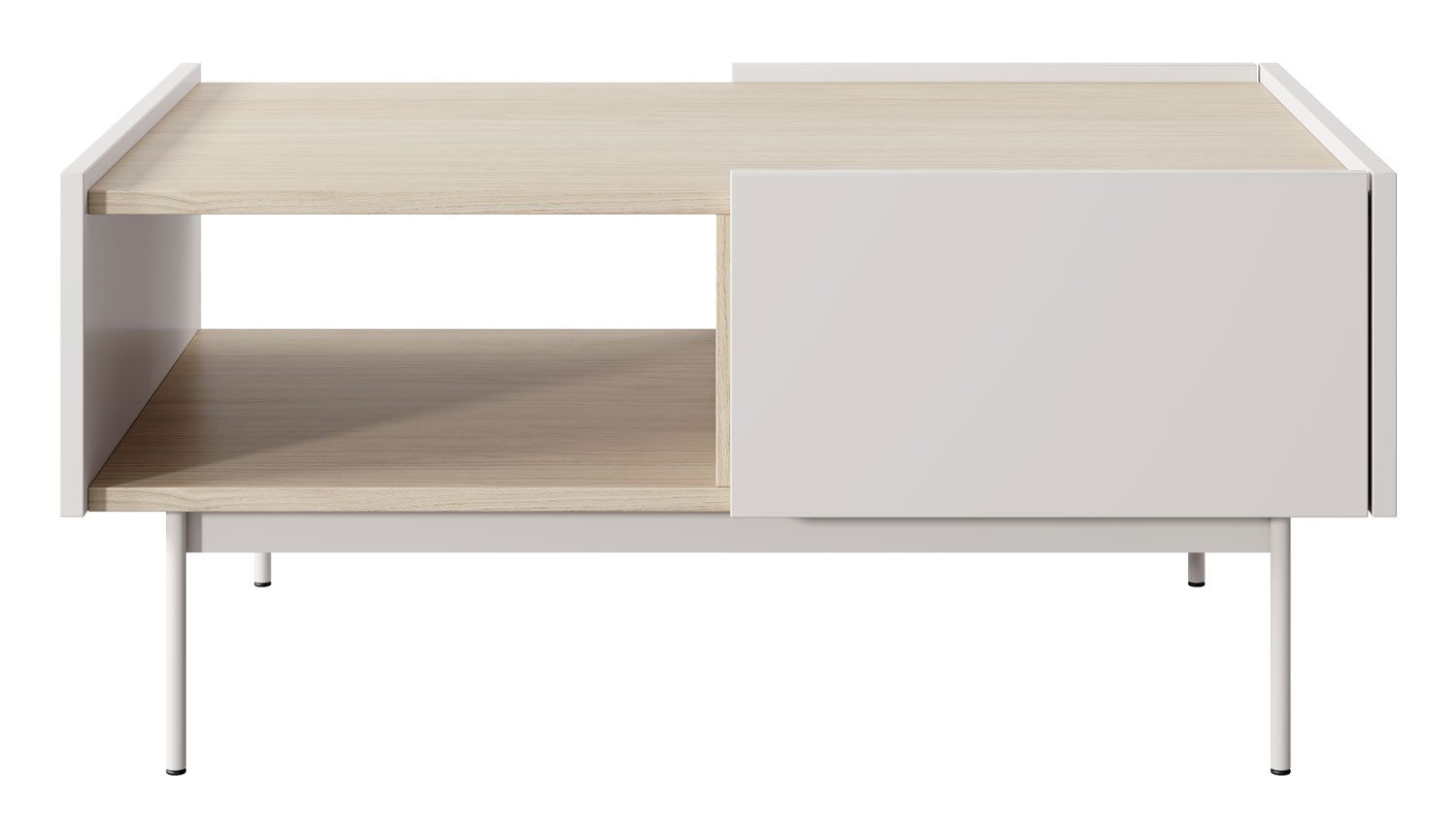 Feldmann-Wohnen Couchtisch Color (mit Schubladen, 1-St., moderne Optik, mit Schubladen), 97x65x45cm, Kaschmir, Eiche Linea, grifflos