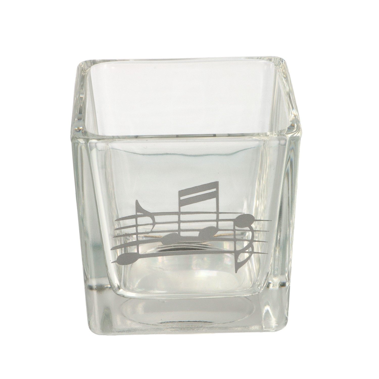 Musikboutique Teelichthalter quadratisches Teelichtglas mit Notenlinie günstig online kaufen