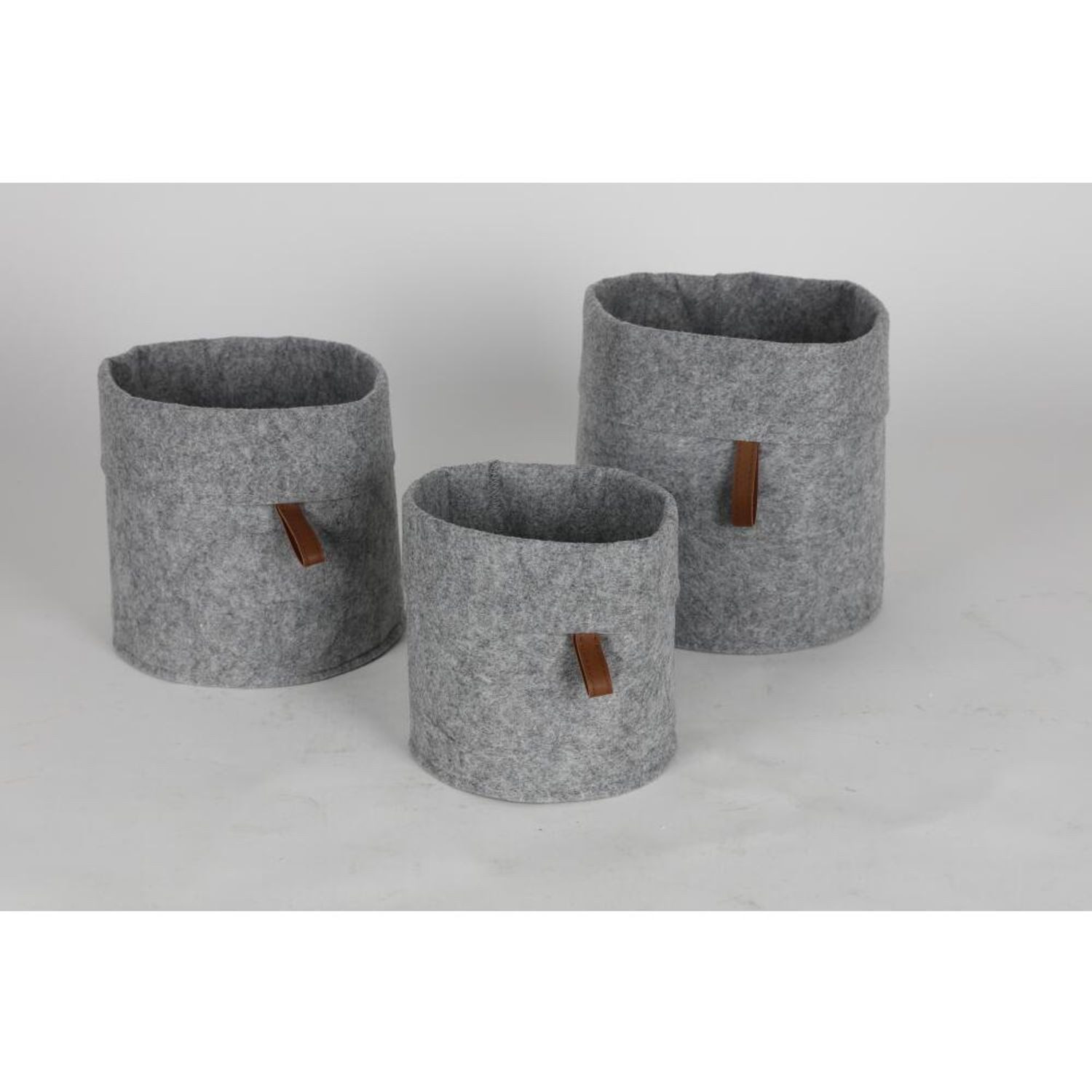 Aufbewahrungsbox 12x 3er Set Filzkorb Körbe Aufbewahrung Größe rund grau Weihnachten