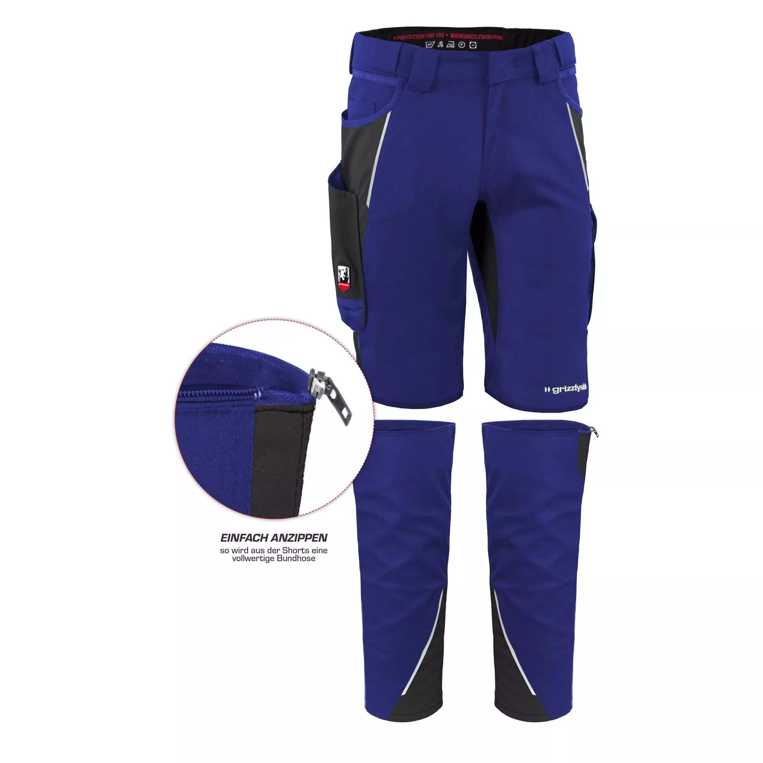 Qualitex Workwear Робочі шорти ZIP-ON-BUNDLE IRON Shorts + Beinlinge aus Lyocell, Cordura & Stretch (2-tlg) modern kurze Arbeitshose - 13 Taschen - Strapazierfähig - Atmungsaktiv