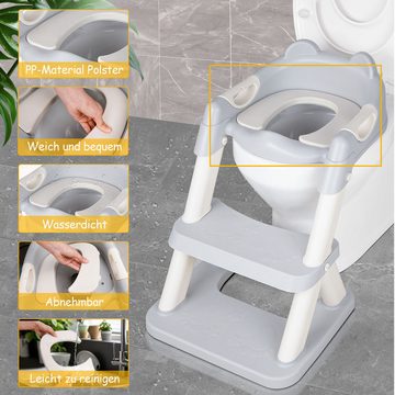 Homewit Toilettentrainer 2-in-1, faltbar, höhenverstellbar, für Kleinkinder Mädchen und Jungen, (1-tlg), Toilettenleiter Baby-Toilettensitz mit Treppe, Griffe, Fußstütze