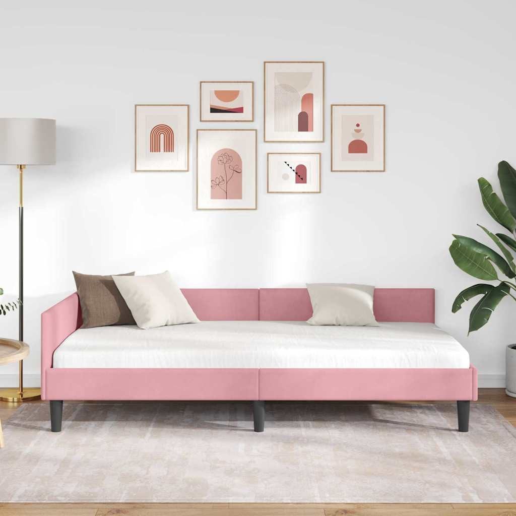 vidaXL Bett Eckbettgestell Rosa 80 cm x 200 cm SamtundSperrholz (1-tlg) günstig online kaufen