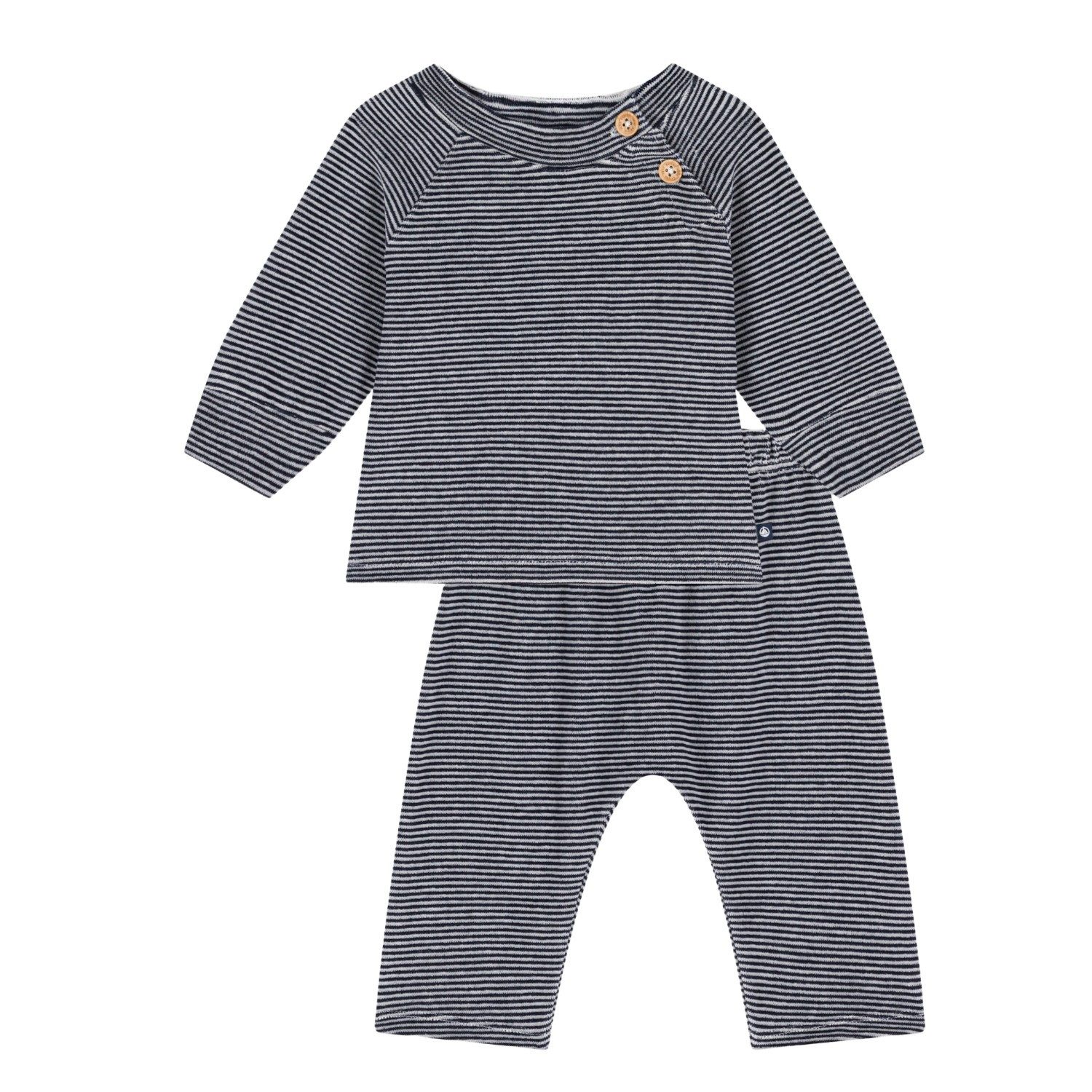 Petit Bateau Neugeborenen-Geschenkset Petit Bateau 2-teiliges Baby-Set blau Cardigan und Hose Streifen