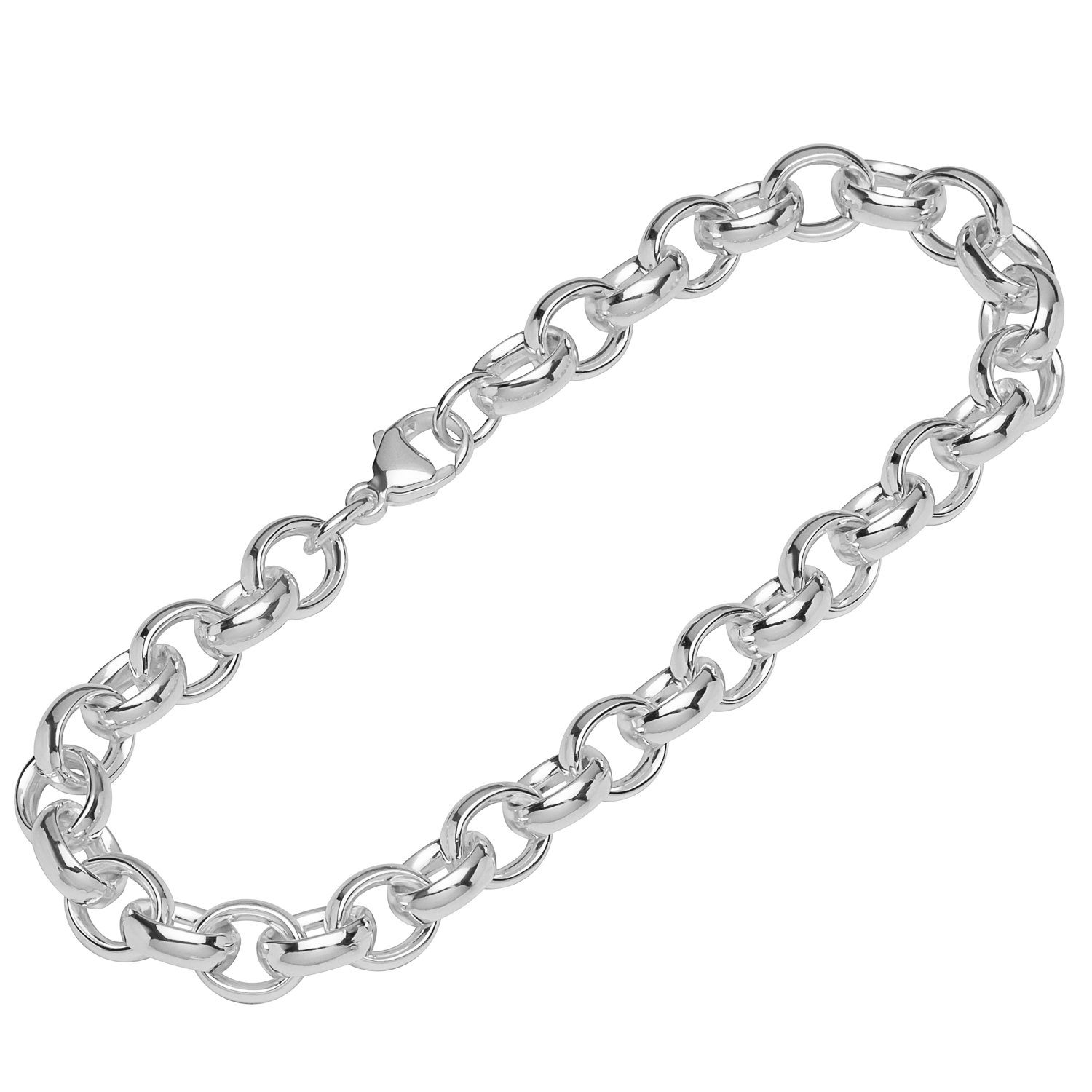 NKlaus Silberarmband Armband 925 Sterling Silber 24cm Erbskette oval He (1 Stück), Made in Germany