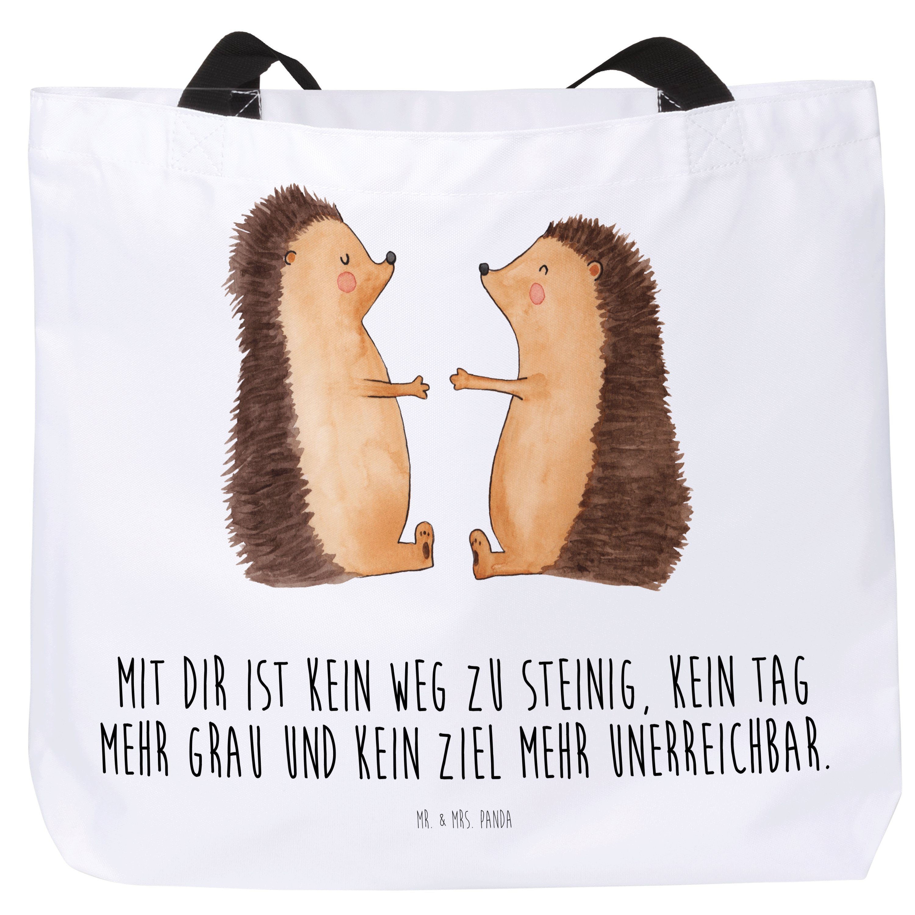 Mr. & Mrs. Panda Shopper Igel Liebe - Weiß - Geschenk, Beutel, Verlobung, Tragebeutel, Alltags (1-tlg)