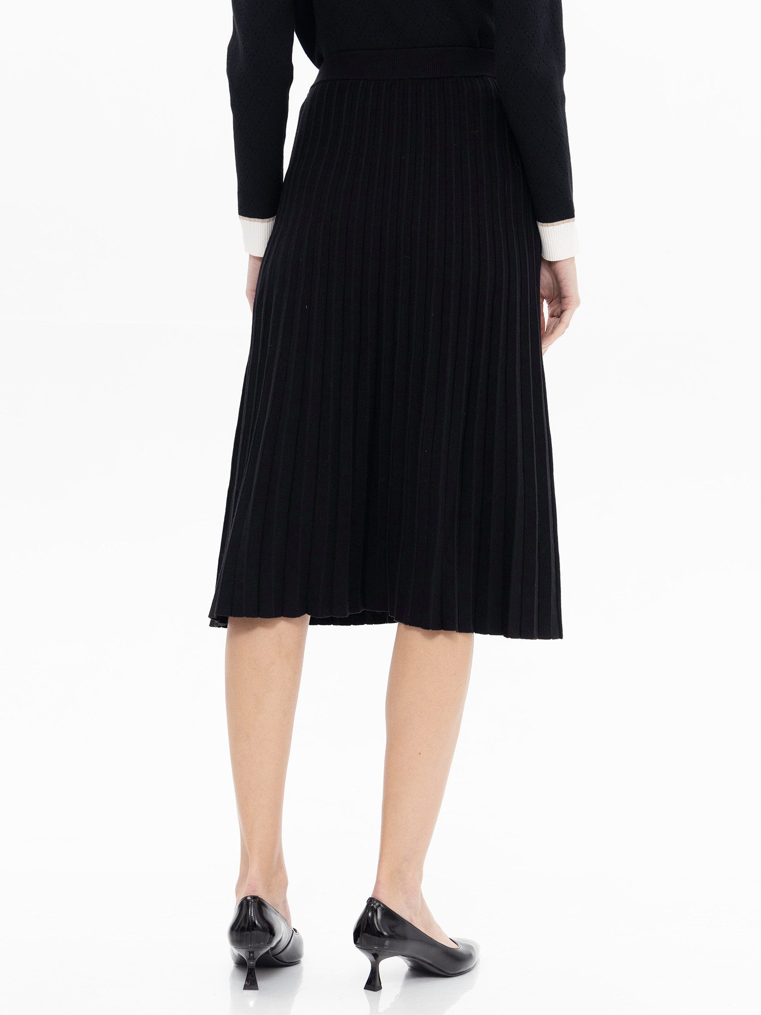 Passioni Faltenrock Midi Plisseerock Strickrock