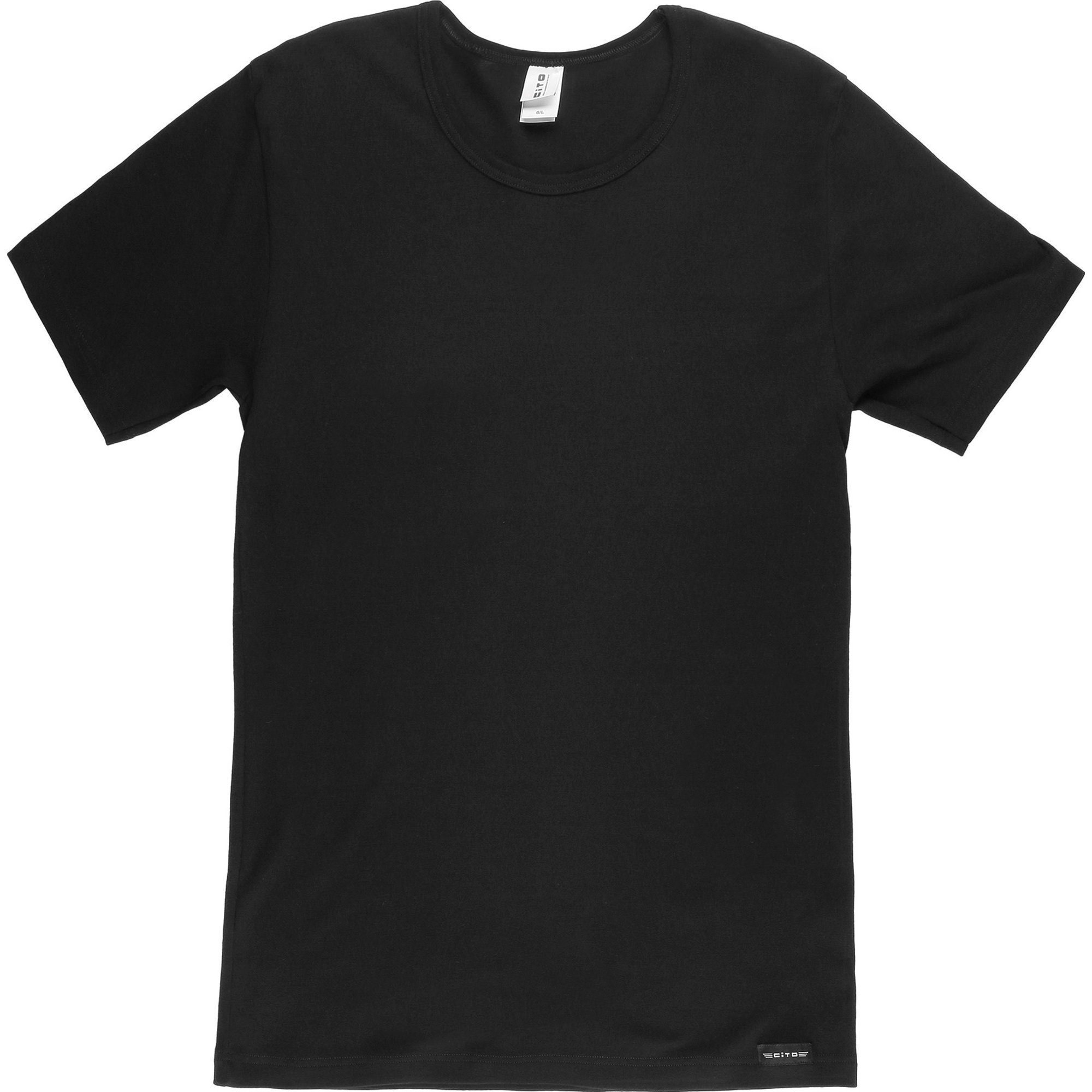 Cito Uni 1/2-Arm Feinripp schwarz T-Shirt 2er-Pack Herren-Unterhemd,