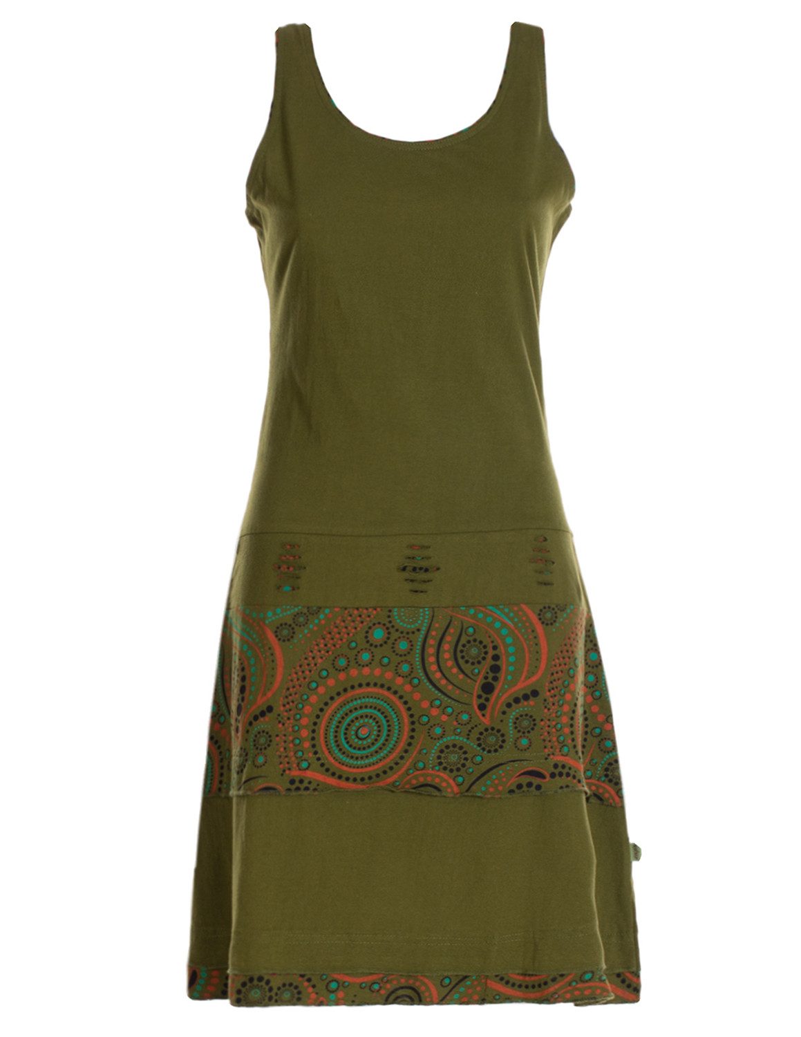 Sommerkleid Damen Trägerkleid Jersey Ethno-Print Cutwork