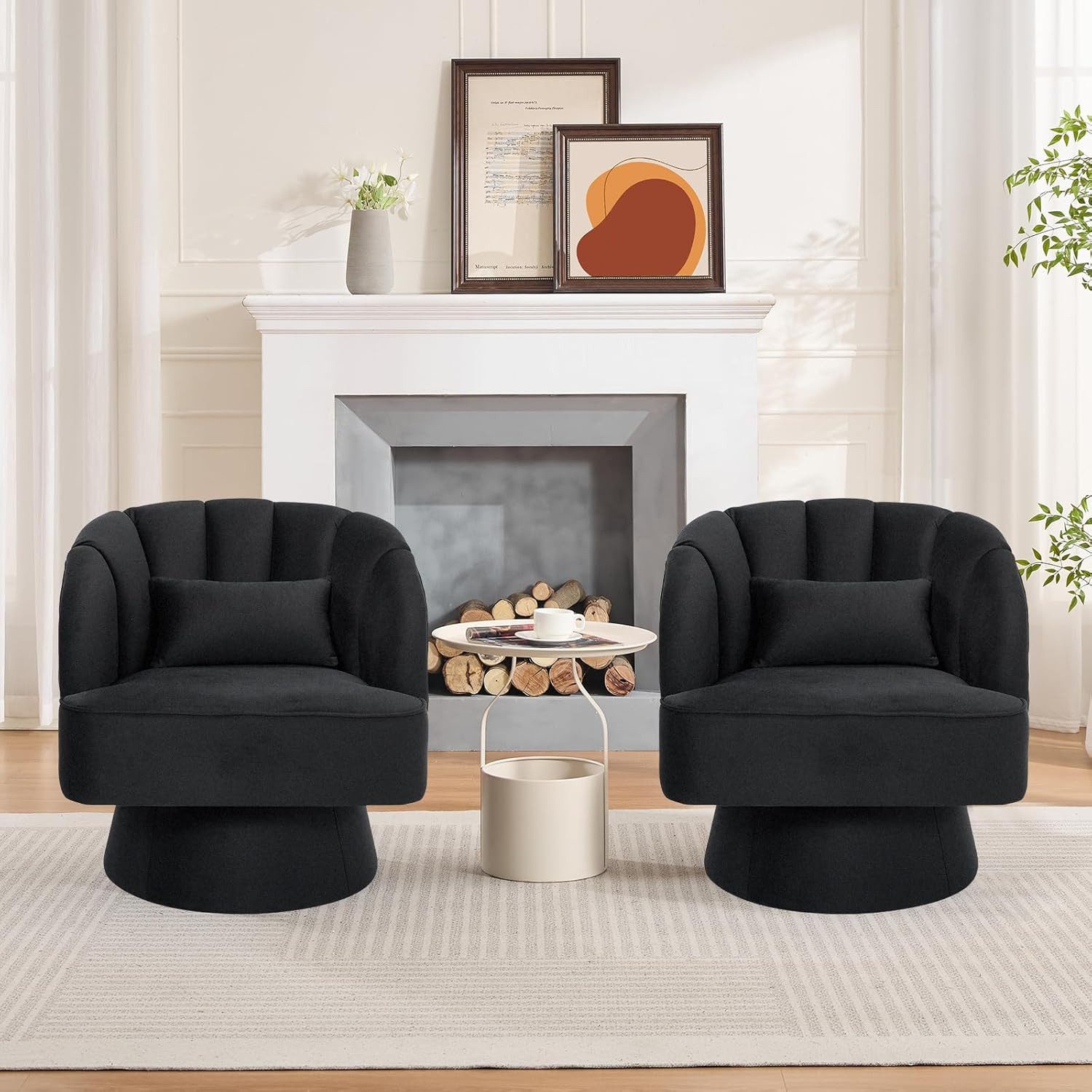 GarveeMore Sessel Sessel mit 360 Grad drehbare Kuscheltonnen-Akzentsofasessel, Samtbezug,Armlehnensessel,Polstersessel,Akzentstul – Bild 4 von 4