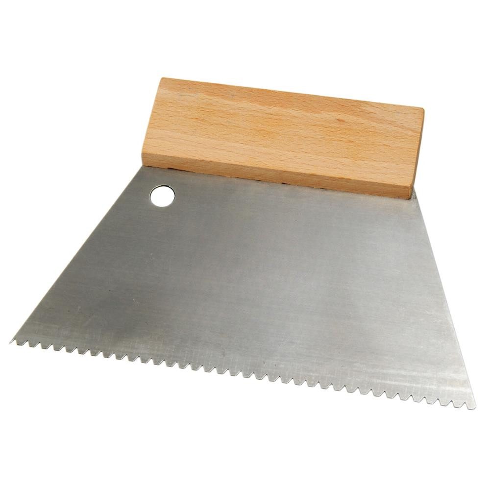 baufan® Zahnspachtel Spachtel mit B2-Zahnung, Stahl & Holzgriff 18cm