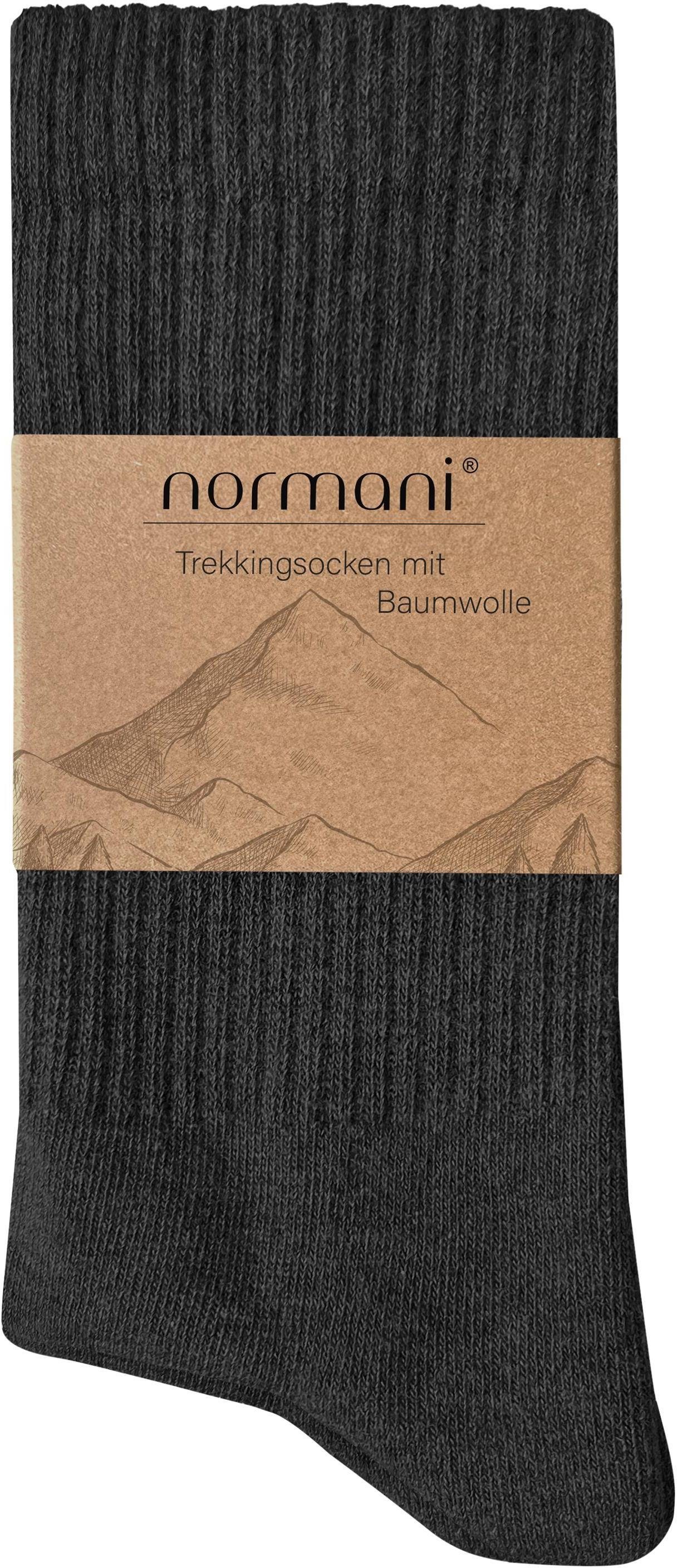 normani Wandersocken (4er-Set, 4 Paar) aus Anthrazit Trekkingsocken Wolle Gepolsterte -Atmungsaktiv