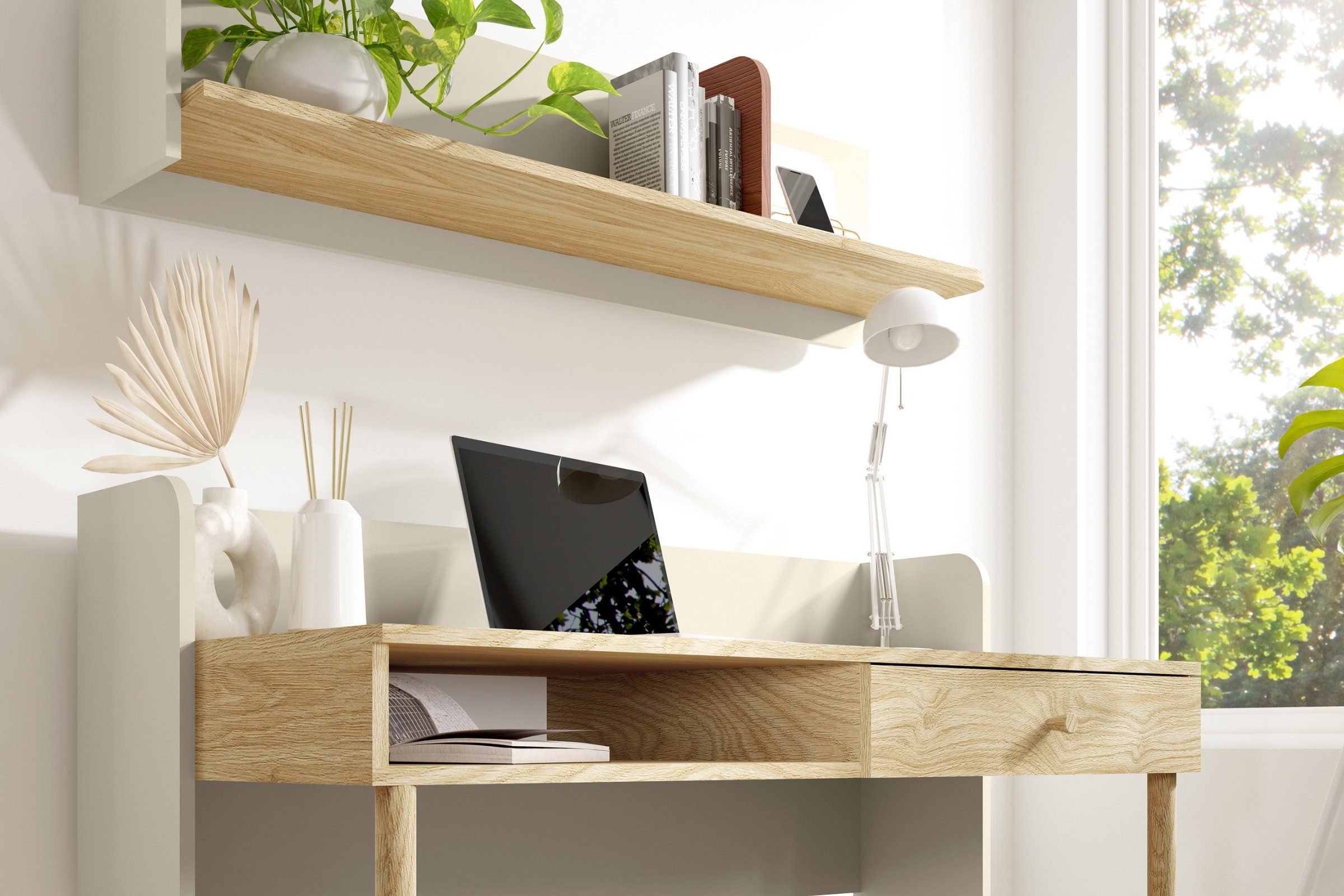 Deine Möbel 24 Hochkommode YOGI 06 Kommode Regal Kinderkommode 80 cm breit (Set, 3 St., inkl. 3 Schubladen), Kinderzimmer Jugendzimmer Graubeige Geölte Eiche Eukalyptus Koralle