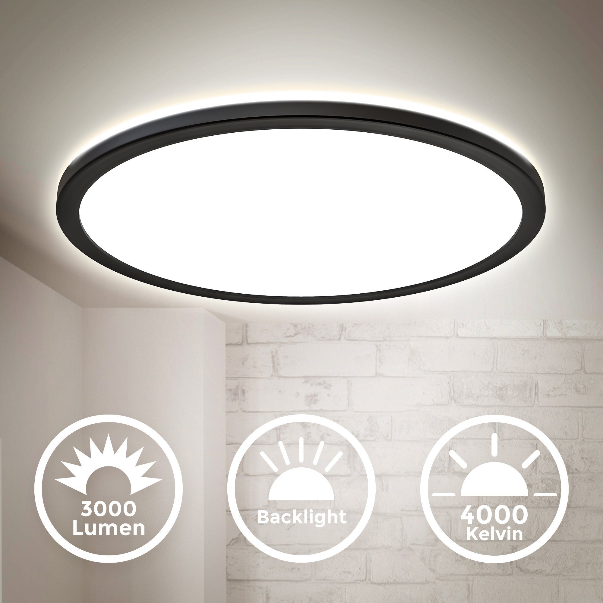 B.K.Licht Panel, LED fest integriert, Neutralweiß, Deckenleuchte, 22 Watt, günstig online kaufen