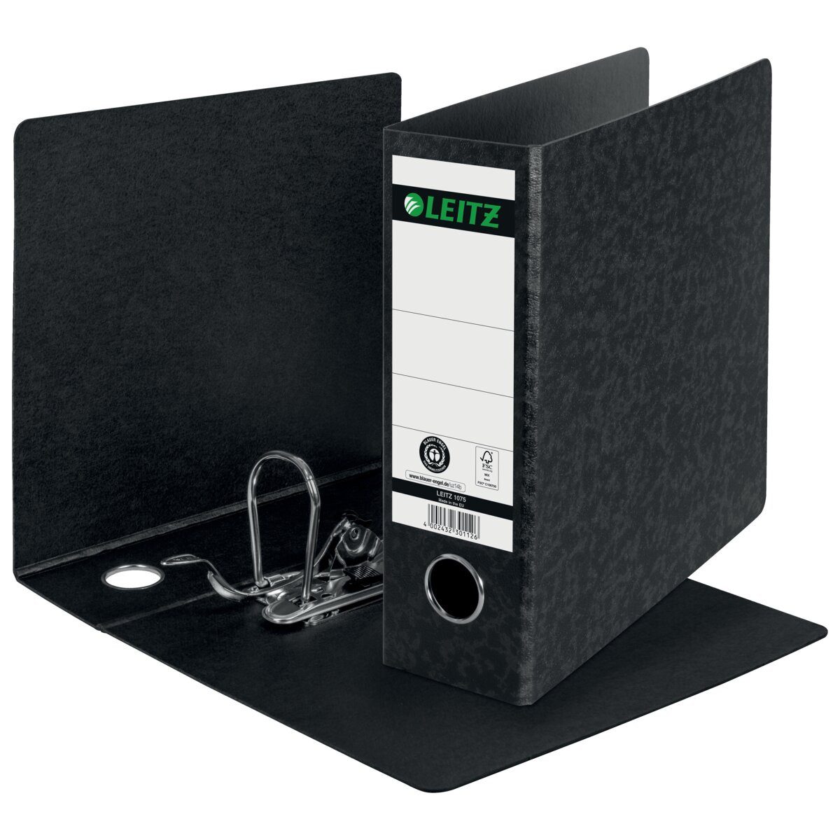 LEITZ Aktenordner Ordner A5 hoch 77mm Hartpappe schwarz Packung mit 5 Stück