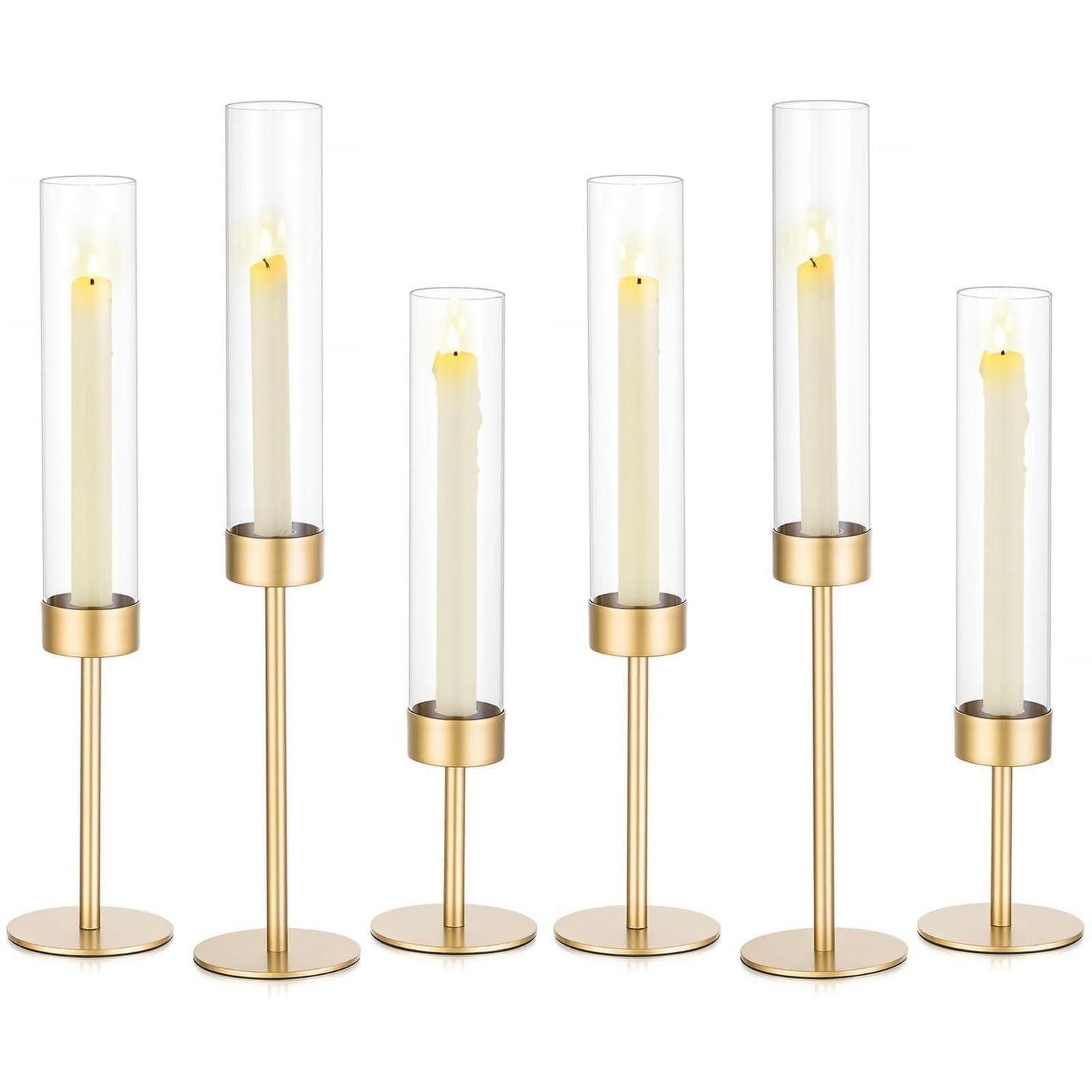 LuxusKollektion Kerzenständer Kerzenhalter Stabkerze 6er Set Gold (6 St)