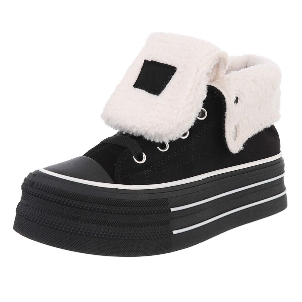 Ital-Design Trendy Freizeitschuh mit gefüttertem Knöchel und Komfort Кроссовкиboots (90458105) Flach Кроссовкиs High in Schwarz