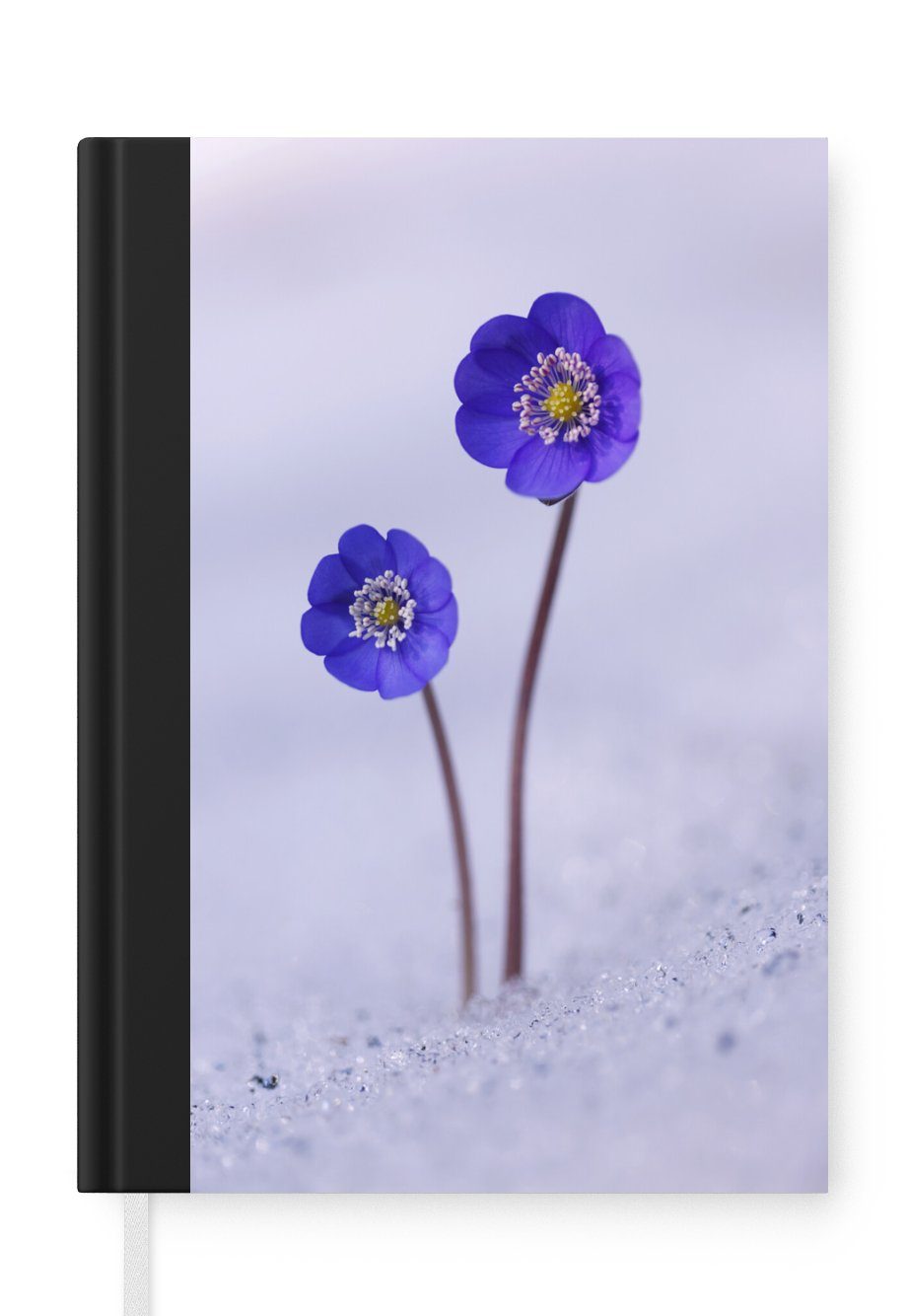 MuchoWow Notizbuch Blumen - Schnee - Lila, Journal, Merkzettel, Tagebuch, Notizheft, A5, 98 Seiten, Haushaltsbuch