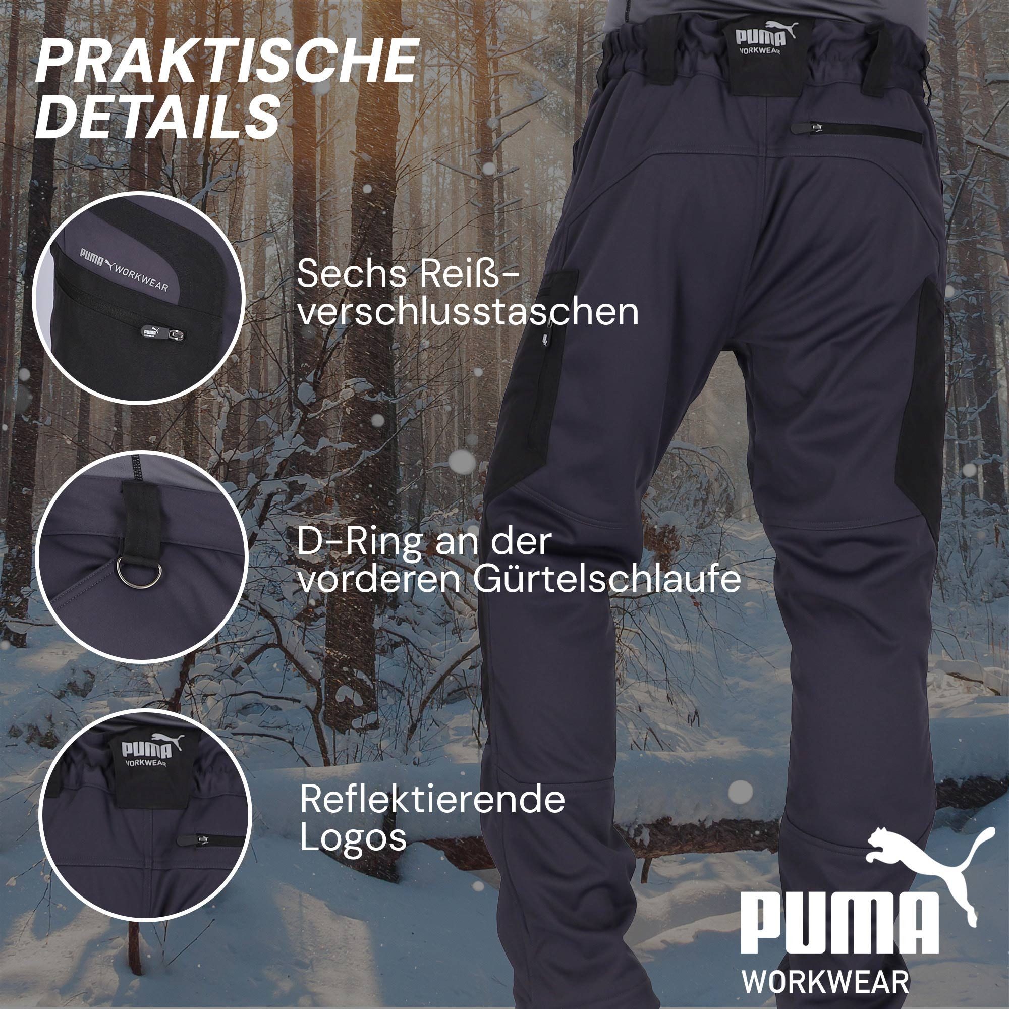 PUMA Workwear Arbeitshose ProOne Alpine gefütterte Hosen Herren - Outdoor Hosen für Herren Winddichte, Wasserabweisende & elastische Arbeitshose für den Winter