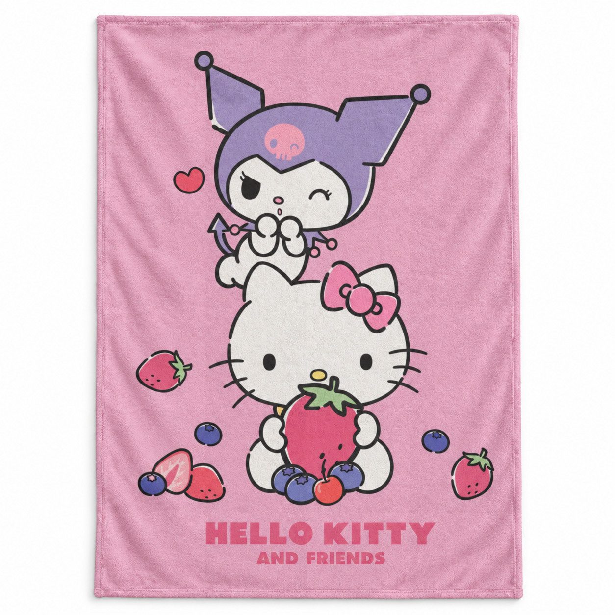 Wohndecke Hello Kitty Kuromi Kinder Fleece Decke warme Kuscheldecke 100x140 cm, Hello Kitty