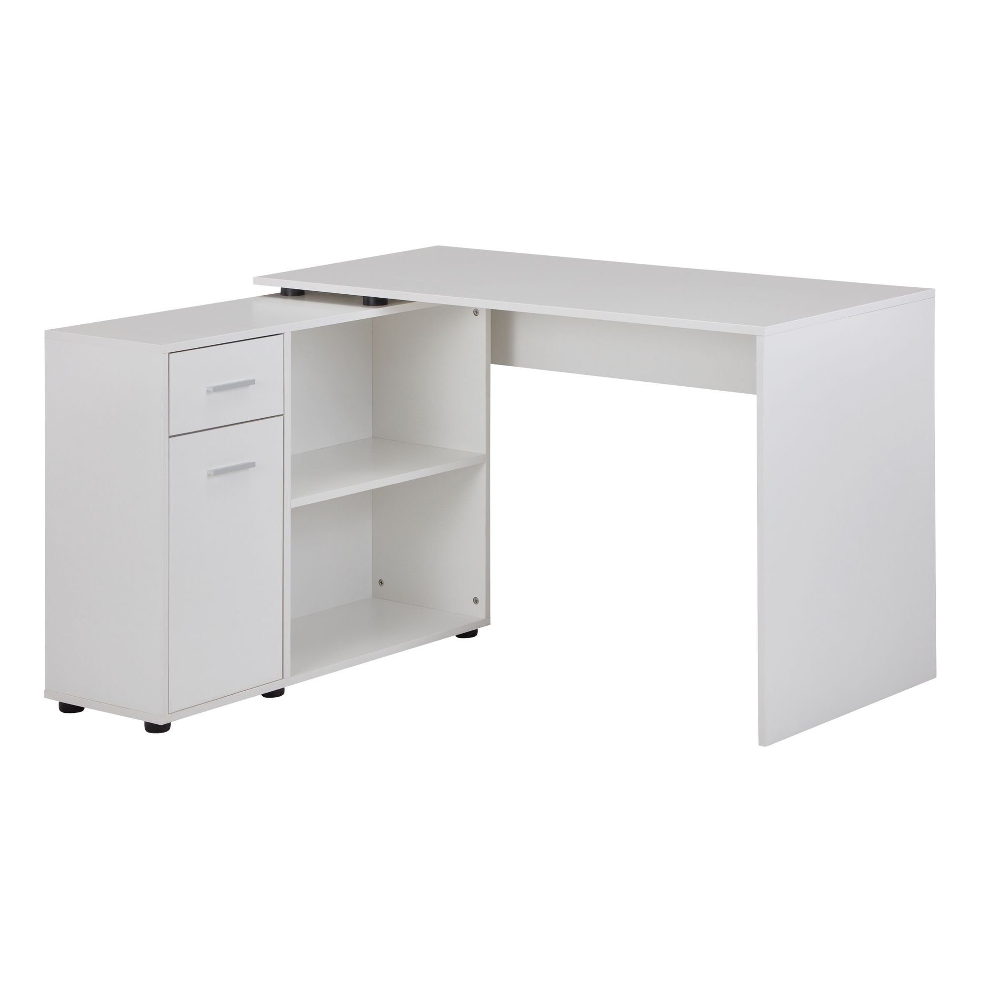 KADIMA DESIGN Schreibtisch Bürotisch mit Regal & Schublade/Tür für Premium Home Office Weiß | Weiß | Weiß