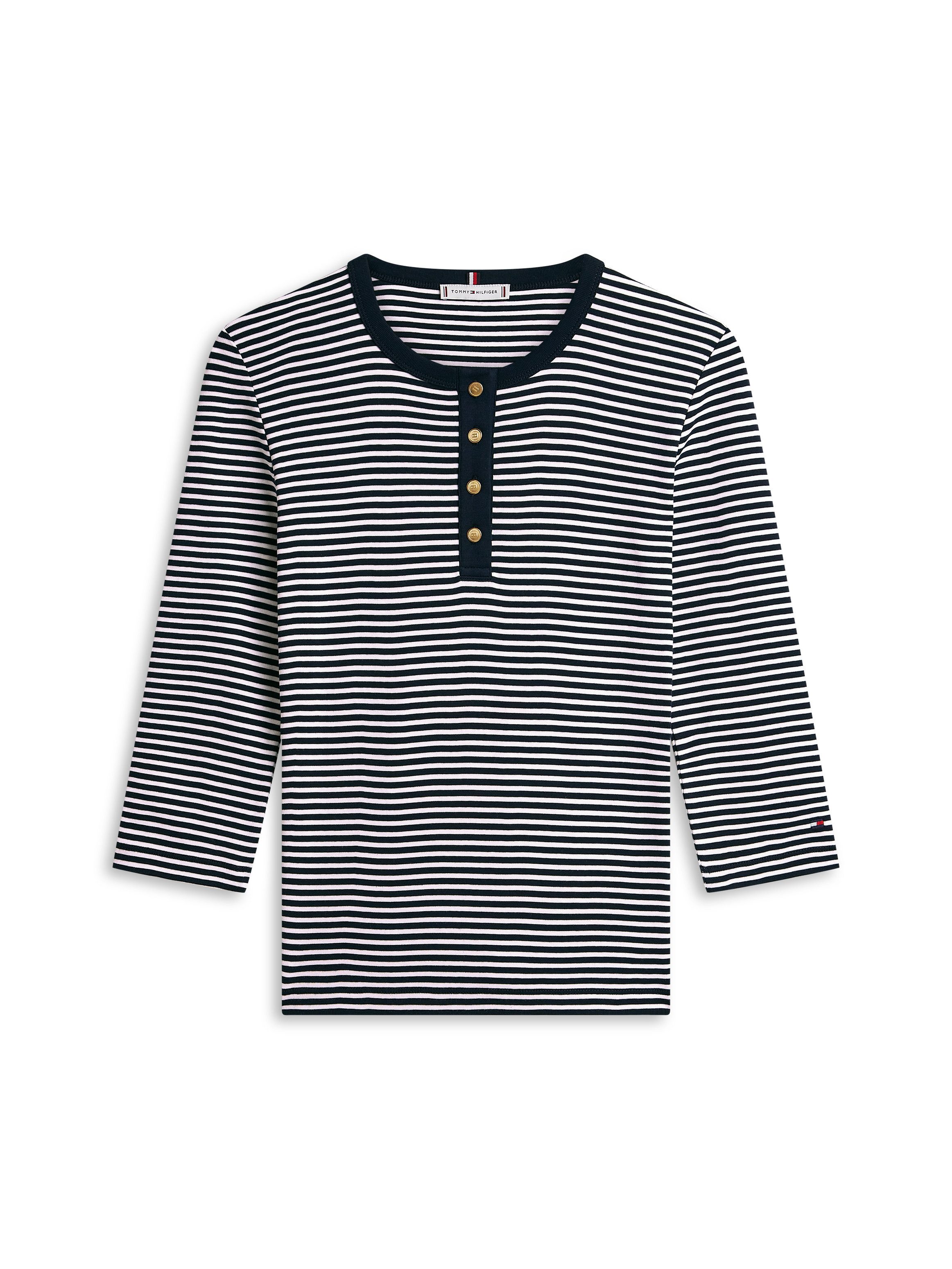 Langarmshirt GOLD BUTTON SLIM HENLEY 3/4