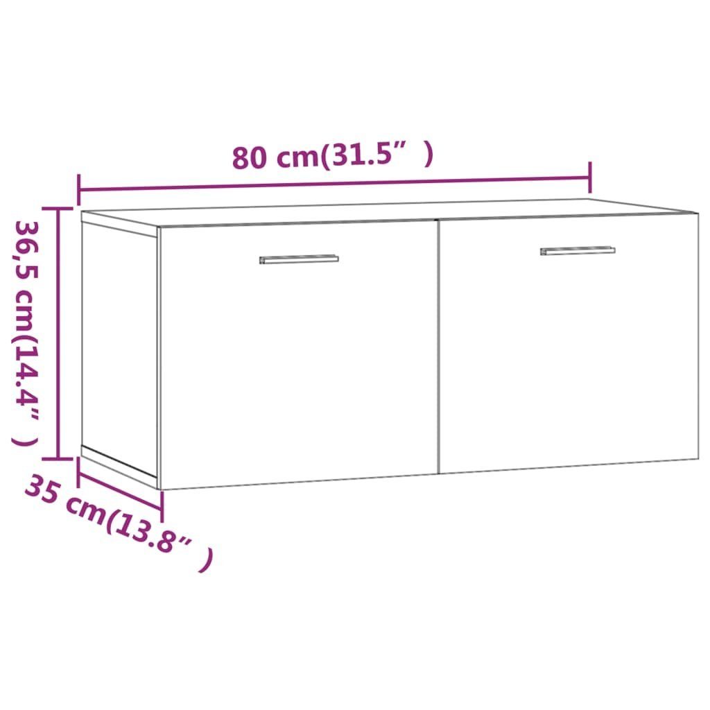 80x35x36,5 furnicato Hochglanz-Weiß cm Holzwerkstoff Wandschrank Wandregal