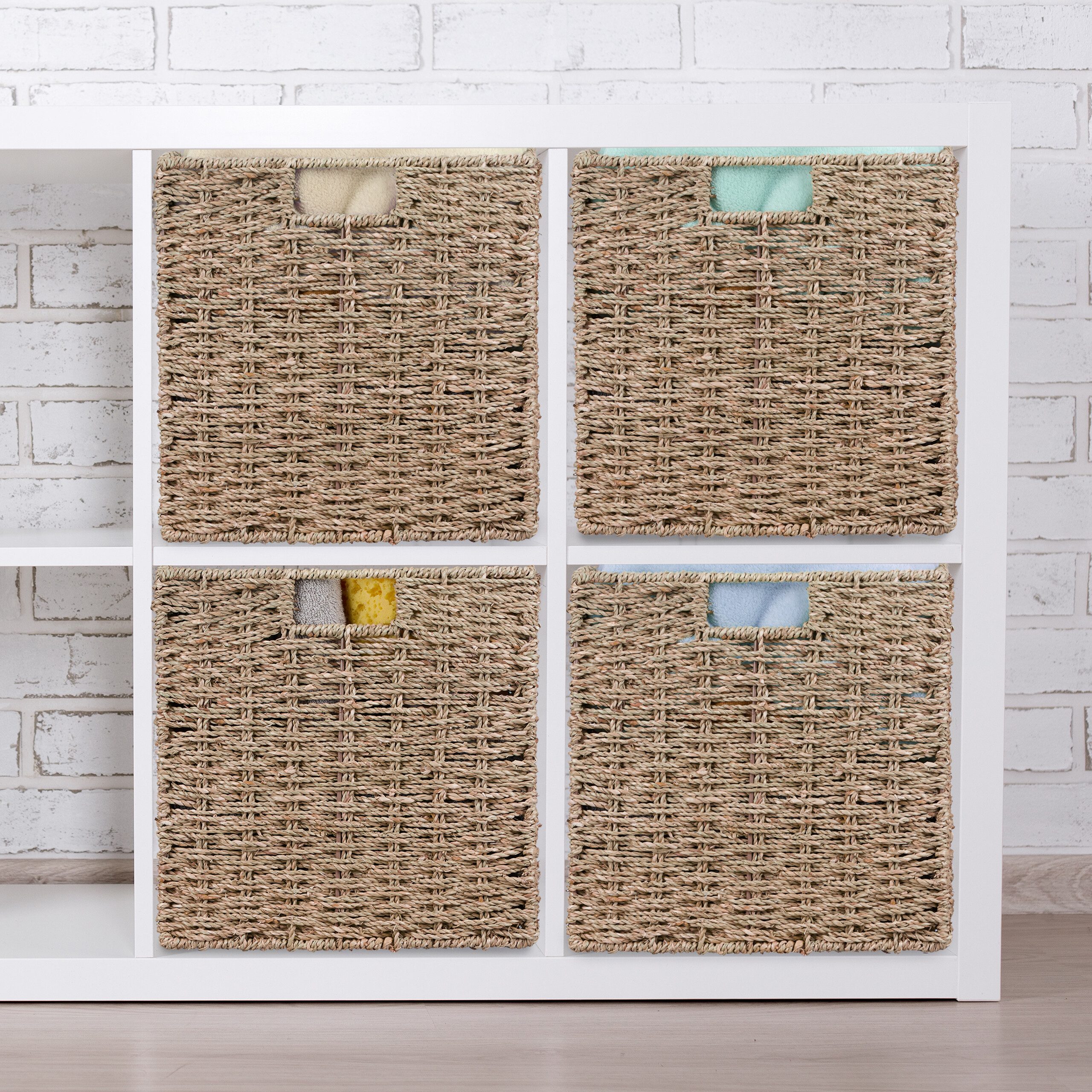 relaxdays Regalkorb Aufbewahrungskorb Seegras im Set (4er Set, 4 St), 4er P günstig online kaufen