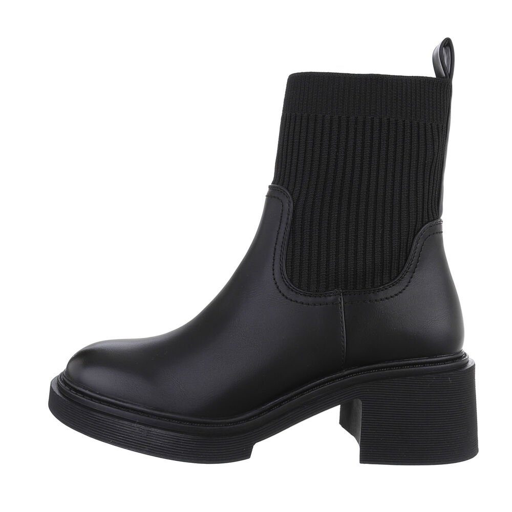 Ital-Design Damen Chelsea Freizeit Plateaustiefelette Blockabsatz Chelsea Boots in Schwarz