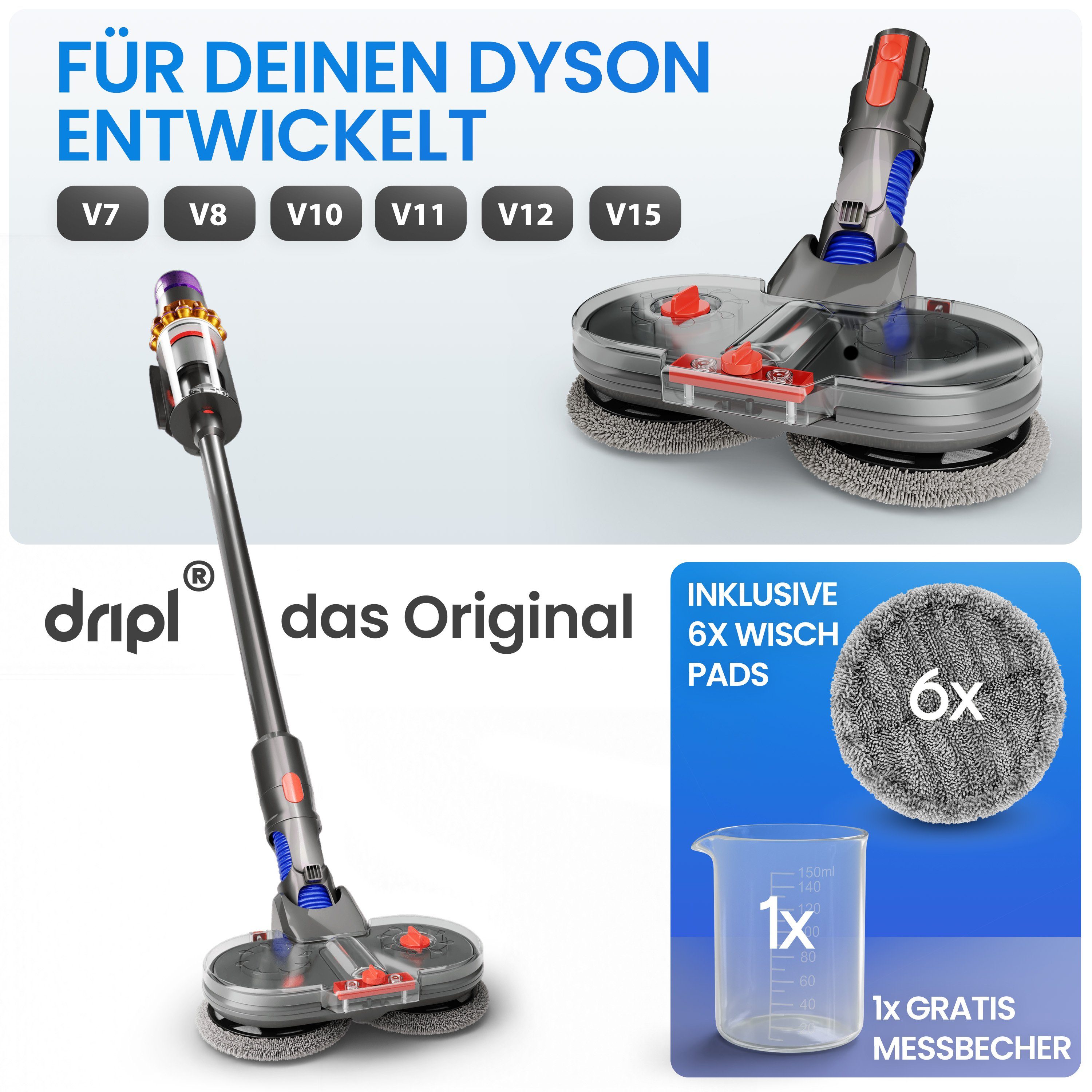 Dripl Dyson V8/ für Zubehör V10/ V15 Wischaufsatz, V7/ Bürsteneinheit V12/ Elektrischer V11/