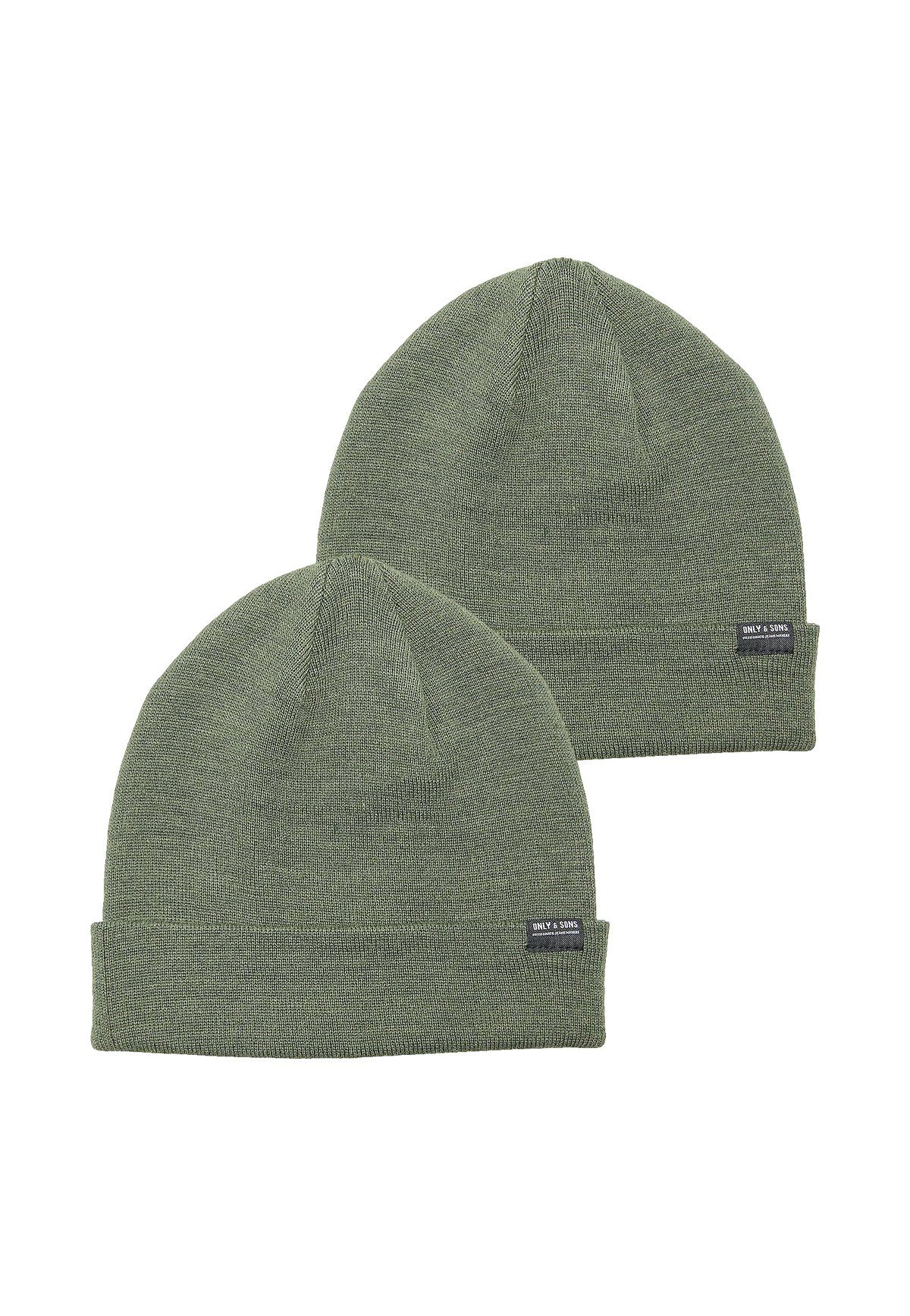 ONLY & SONS Strickmütze Strickmütze 2 Stück Pack Basic Beanie Wintermütze (2-St., casual) ONSEVAN LIFE KNIT BEANIE NOOS