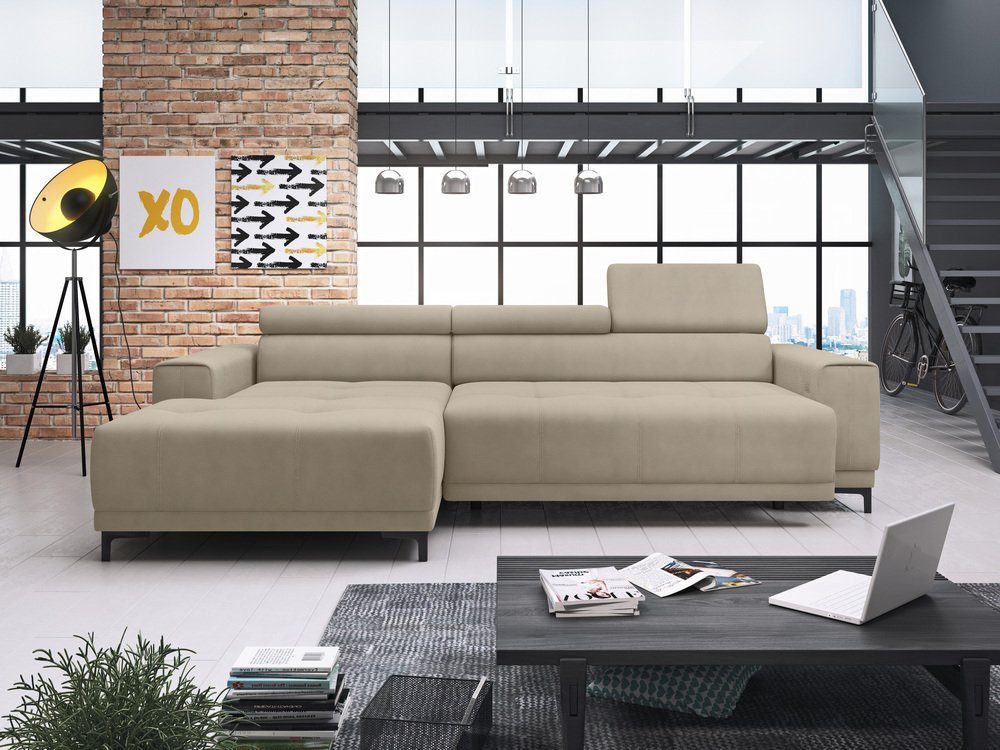 Stylefy bestellbar, und rechts Modern Design elektrischer Harrison links Relaxfunktion, Eckcouch, Ecksofa Sitztiefenverstellung, mane oder L-Form, Kopfteil- Mini, inklusive