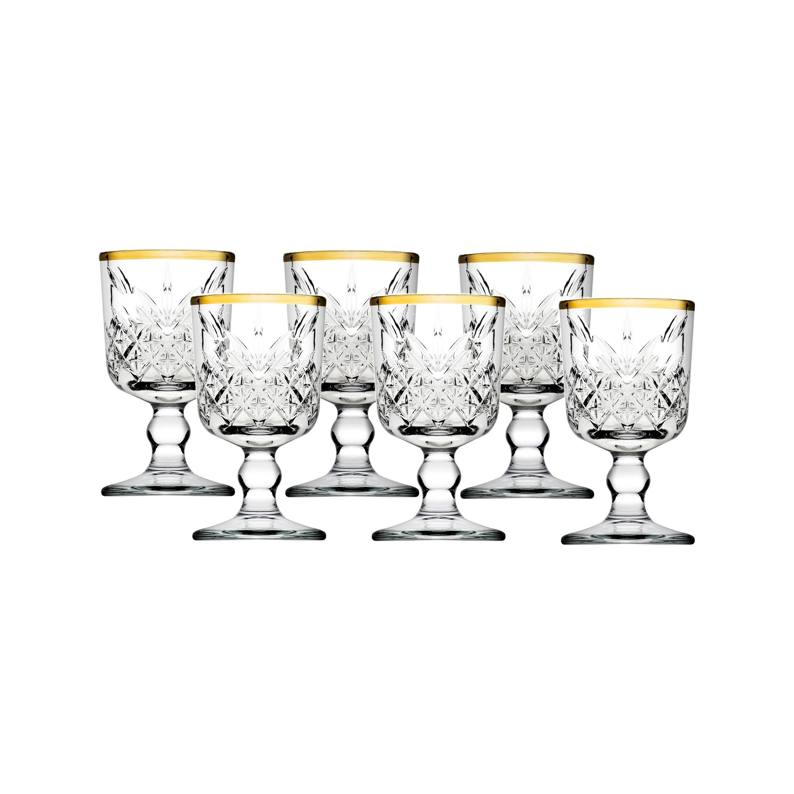 Pasabahce Gläser-Set Golden Touch Timeless Mini Gläser 60 ml - 6er Set mit Goldrand, 6-tlg.