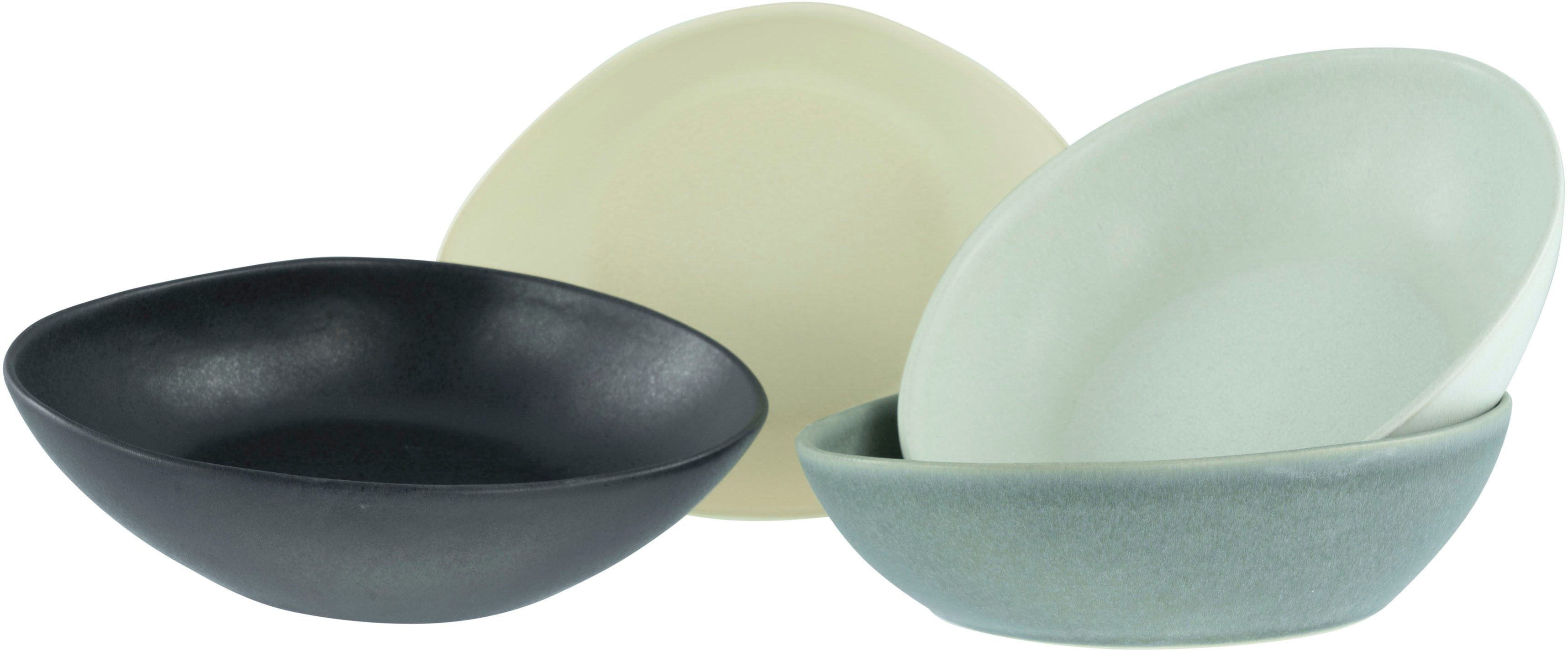 CreaTable Servierschale Pietra, Steinzeug, (Set, 4-tlg), Salatschale, Snackschale, jedesStück ein Unikat, Made in Europe