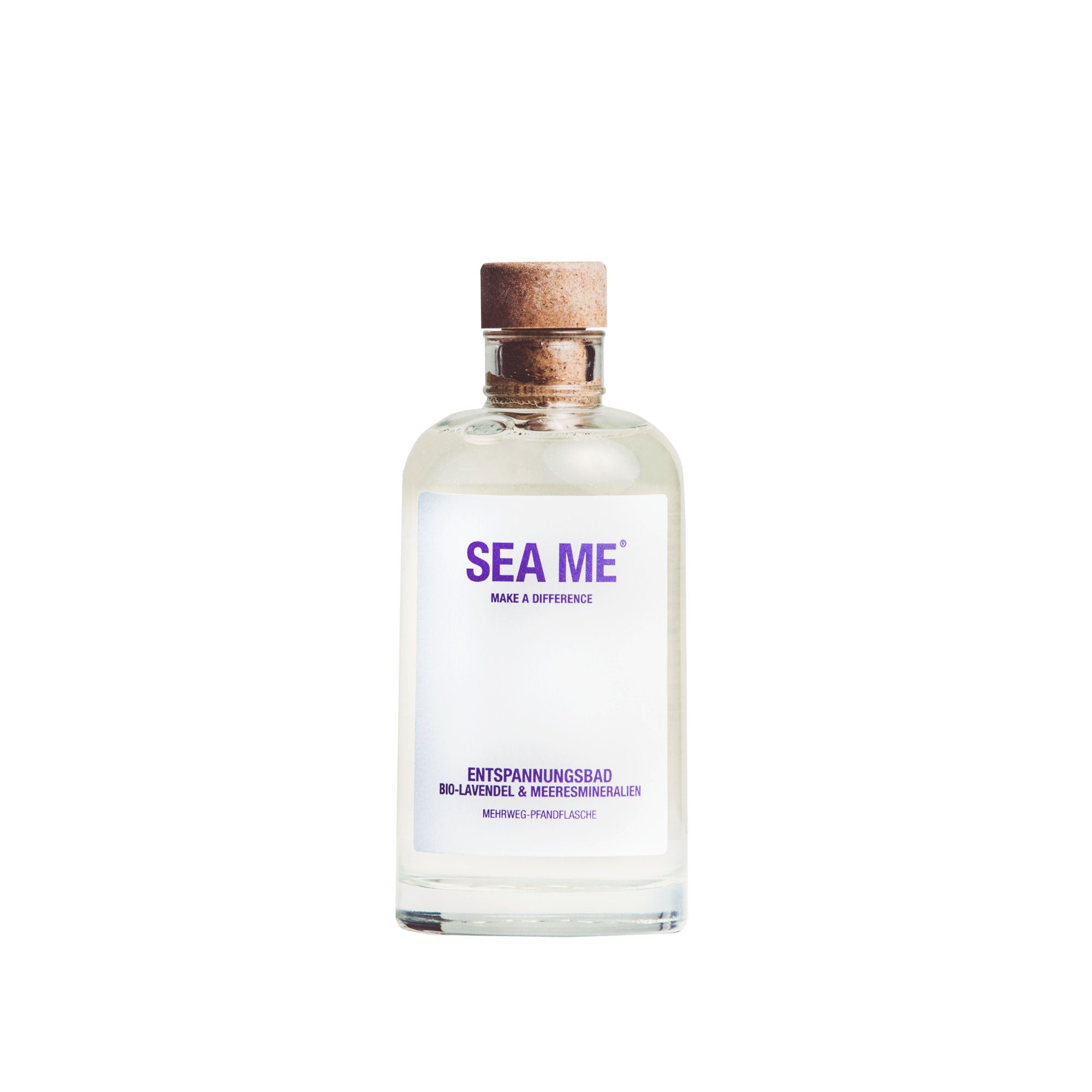 vegan, 250ml Bio-Lavendel, Glas im Entspannungsbad, im Mehrweg-Glas, SEA mit Badezusatz, ME 250ml,