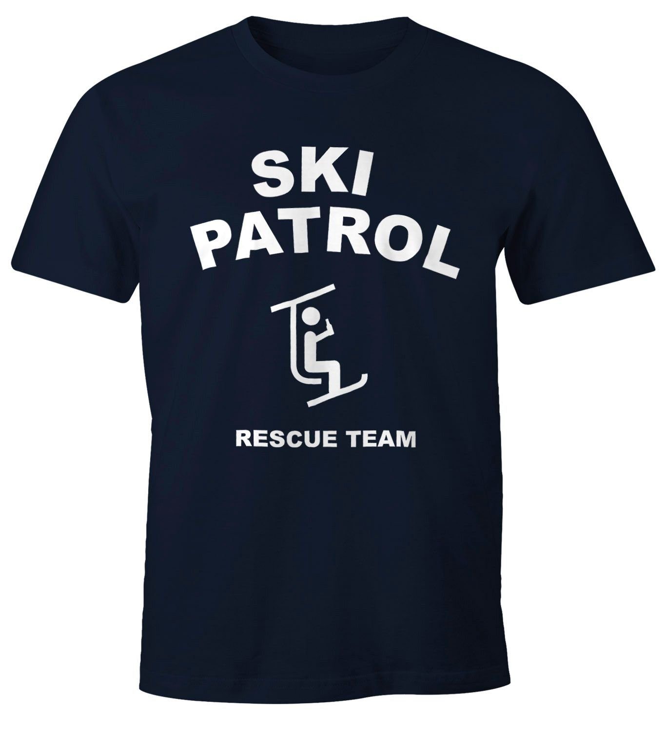 MoonWorks Print-Shirt Herren T-Shirt Apres-Ski Bier Lift Patrol Fun-Shirt Moonworks® mit Print navy