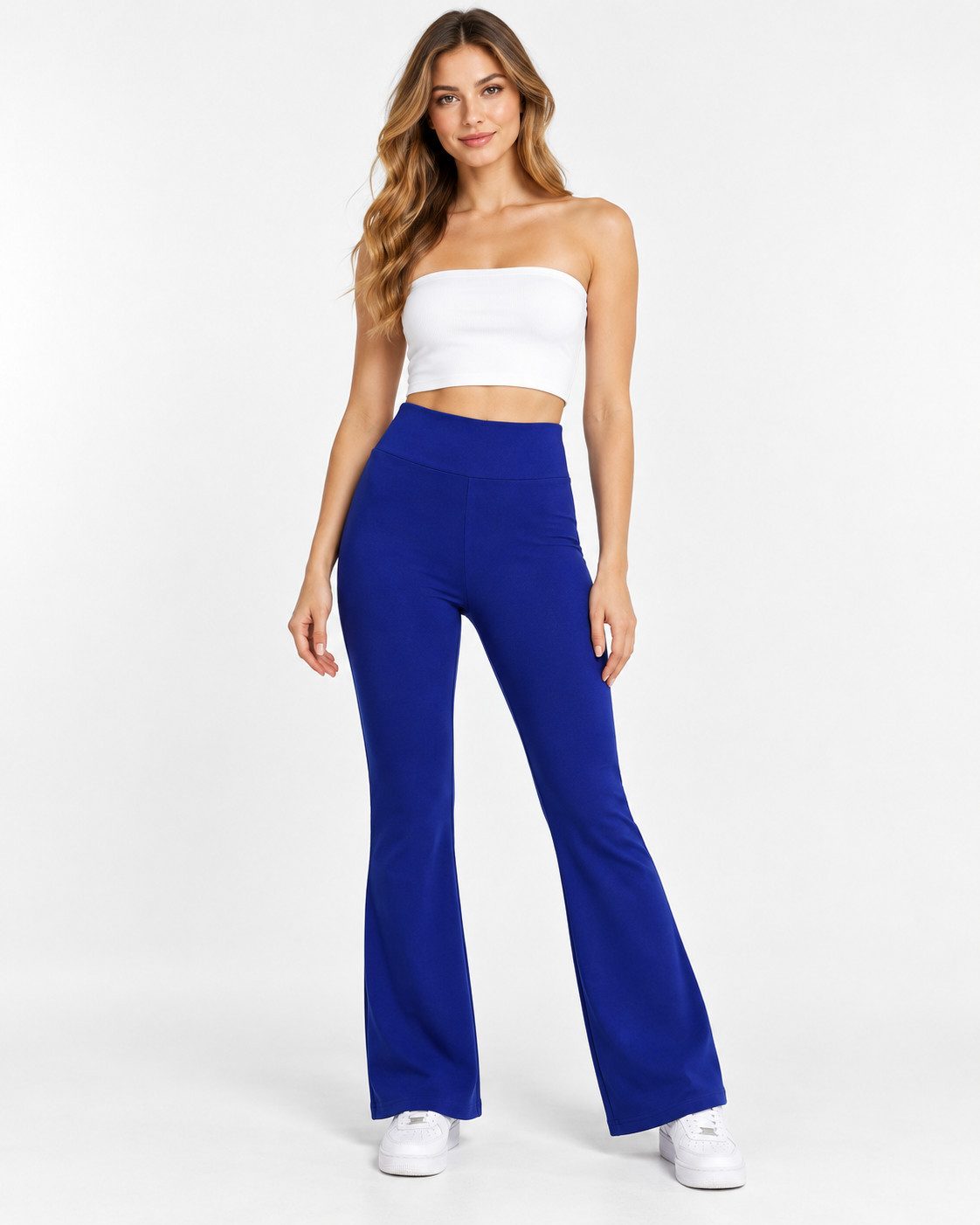 fashionshowcase Schlaghose Damen Scuba Hose High Waist elastisch für Yoga Freizeit & Abendmode Knitterfrei, Bequem & Figurbetont