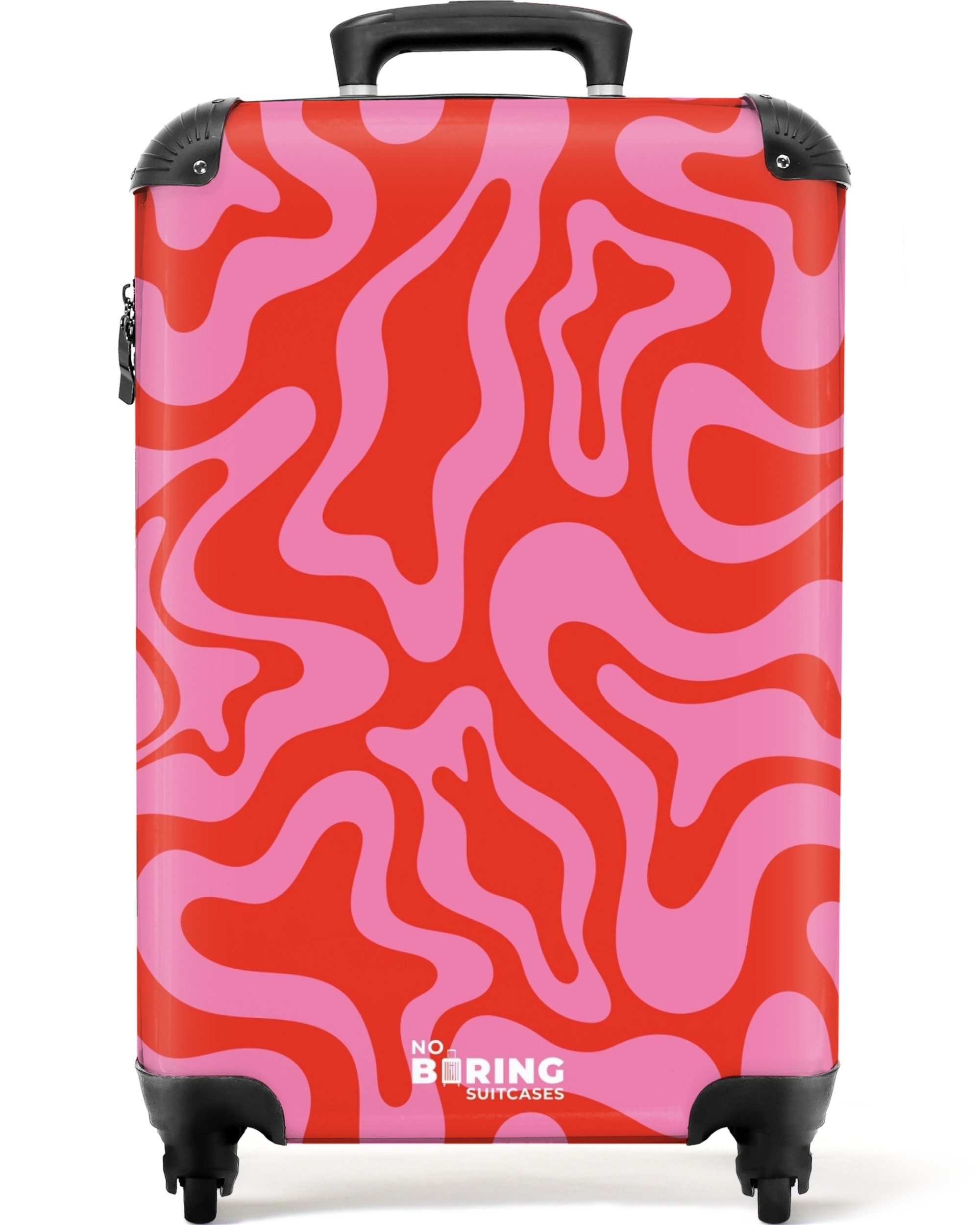 NoBoringSuitcases.com© Hartschalen-Trolley Rosa mit rotem abstraktem günstig online kaufen