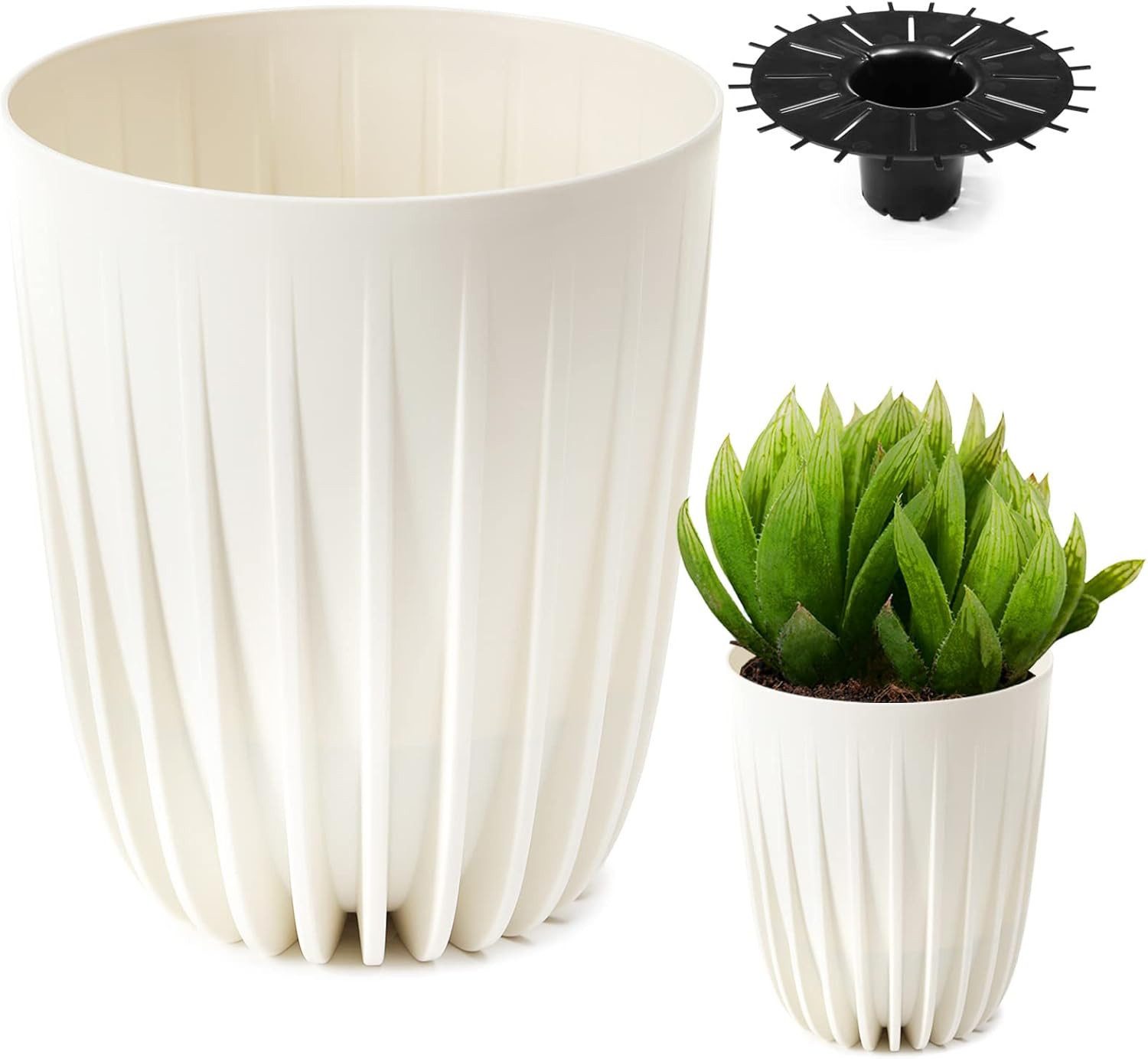 KONZEPT Blumentopf Hoher Blumentopf, Pflanzkübel Groß für Außen, Balkon, Übertopf mit Drainagesystem