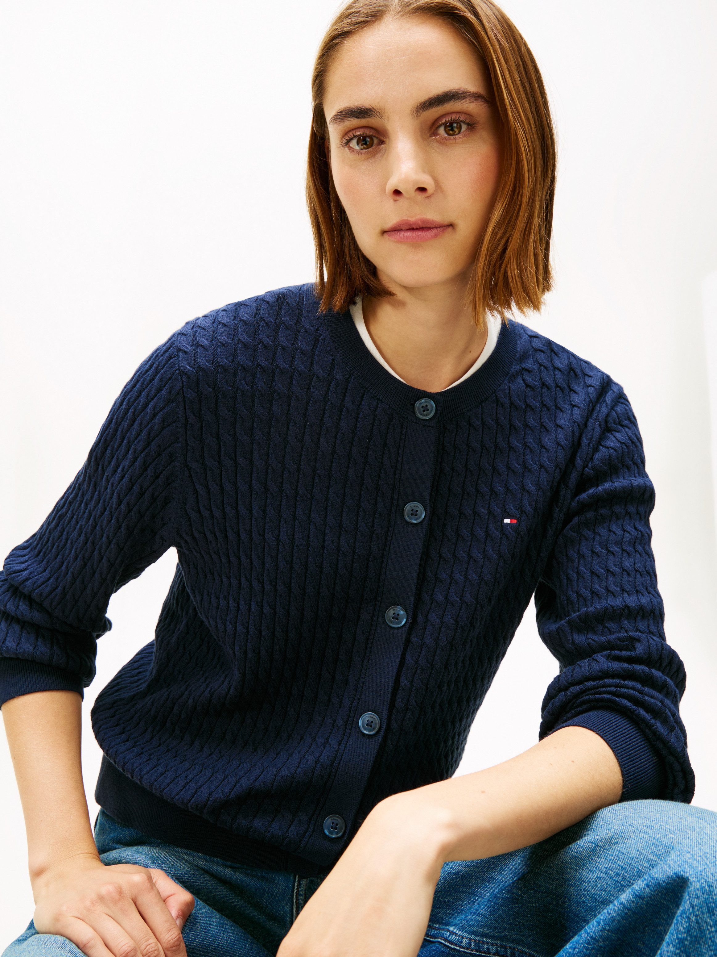 Tommy Hilfiger Strickjacke mit Zopfstrickmuster