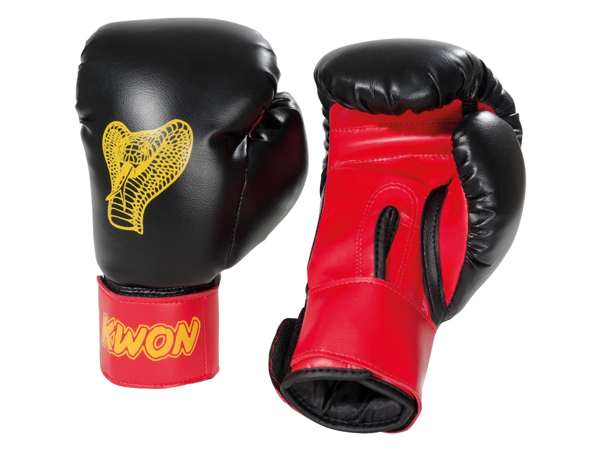 KWON Boxhandschuhe Cobra Kinder Junior Box-Handschuhe 6 Unzen Kids klein Boxen Kickboxen (Paar), 6 Unzen, Einsteiger, Boxen und Schlagtraining am Sandsack/Pratze schwarz