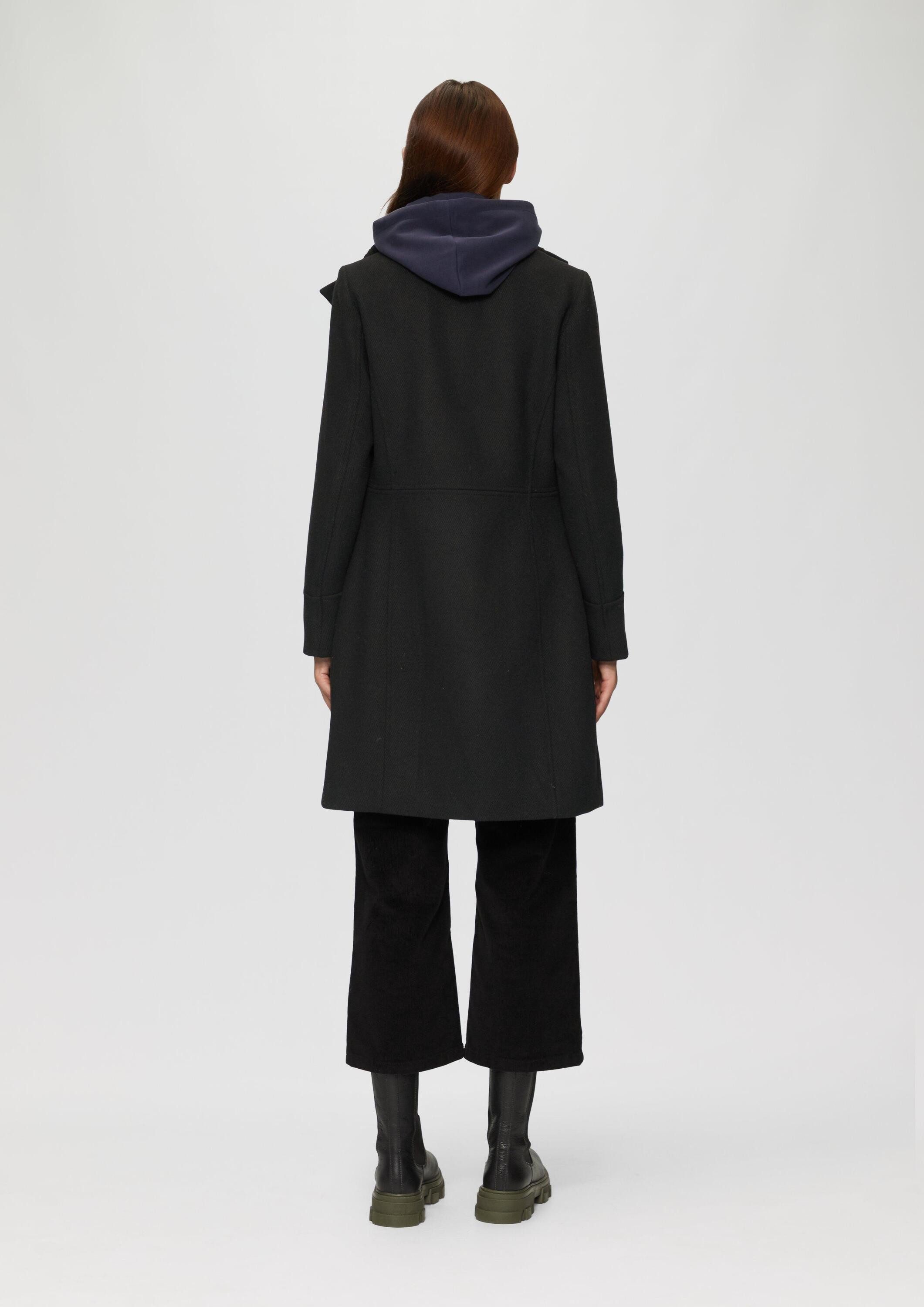 s.Oliver Funktionsmantel Outdoor-Mantel Twillmantel mit Strick-Stehkragen und Eingrifftaschen