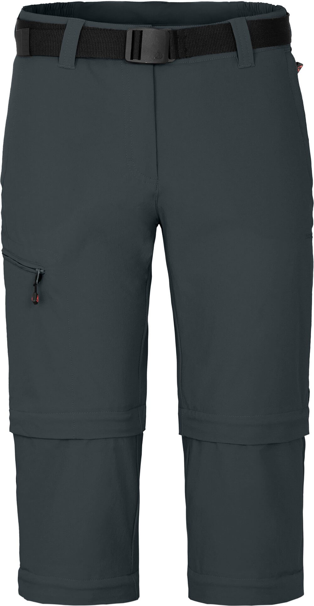 Bergson Outdoorhose NARRABEEN Doppel Zipp-Off Damen Wanderhose, vielseitig pflegeleicht, Kurzgrößen, dunkel grau