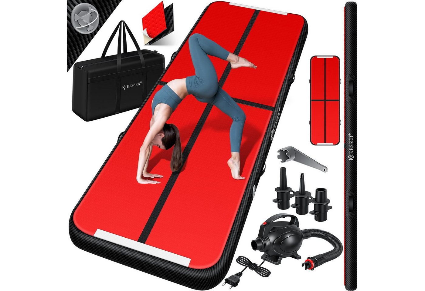 KESSER Turnmatte, Turnmatte Aufblasbar Airtrack Fitness-Matte Gymnastikmatte