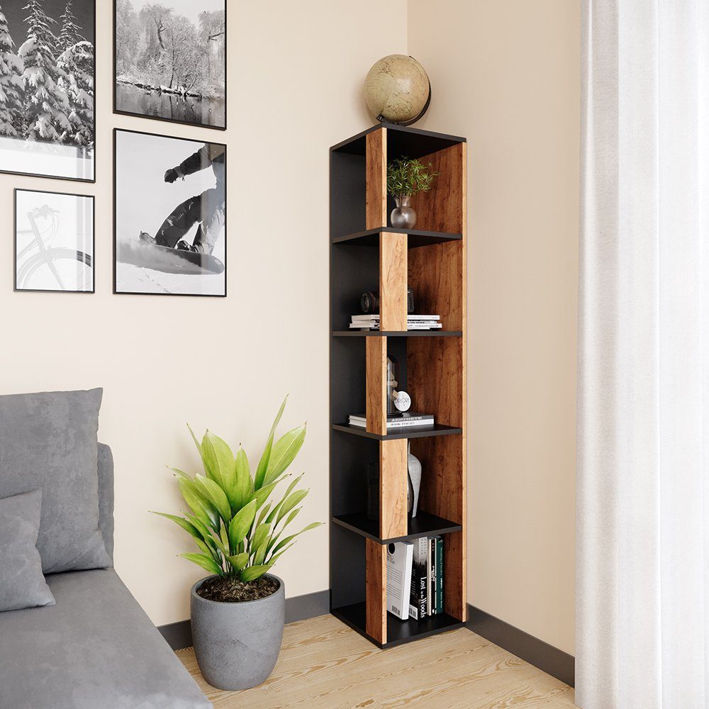 Vicco Eckregal Lio, Goldkraft Eiche/Anthrazit, 33.3 x 162.2 cm